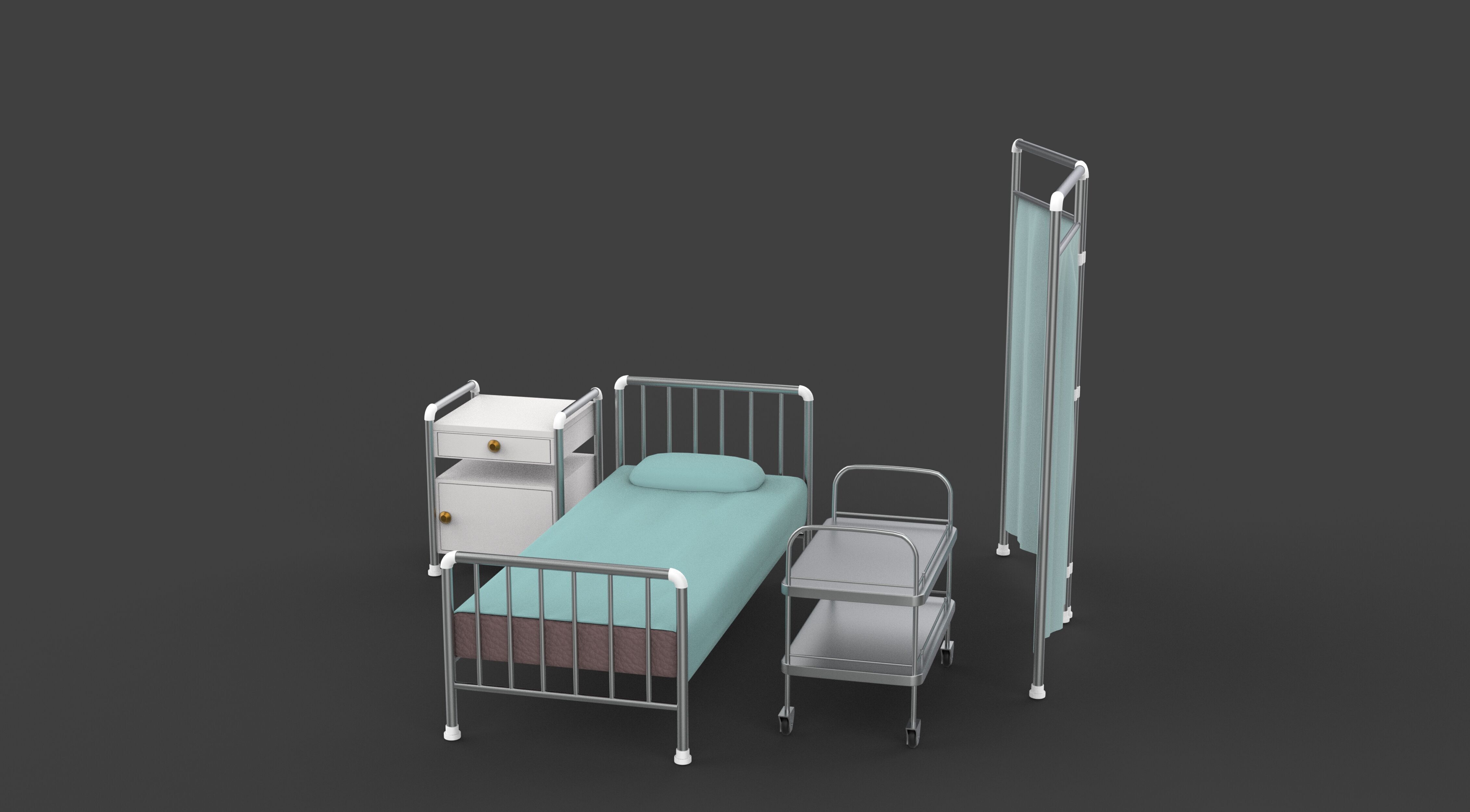 Hospital Bed 3D model_6