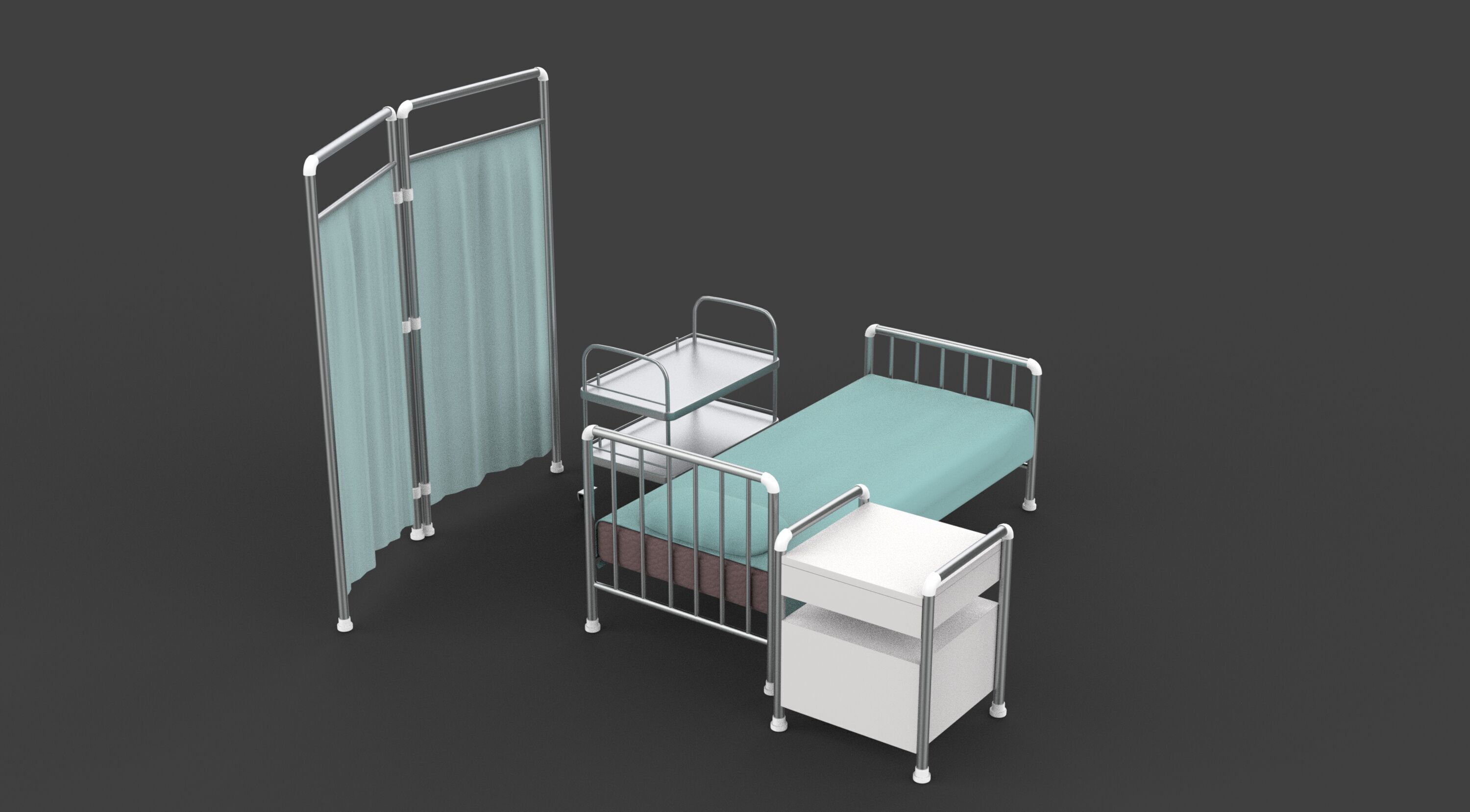 Hospital Bed 3D model_2