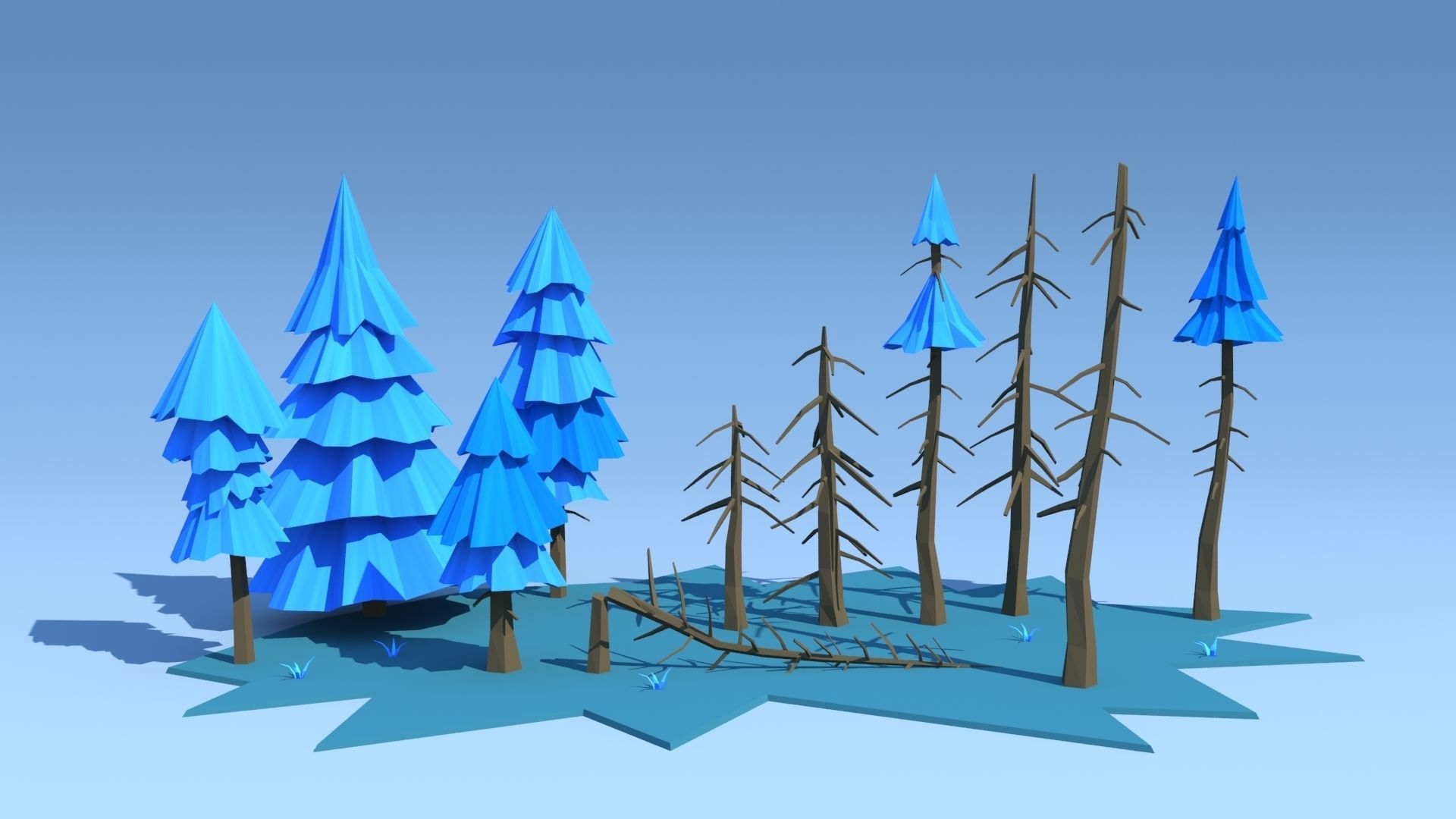 Forest Pack Low-poly 3D model_10