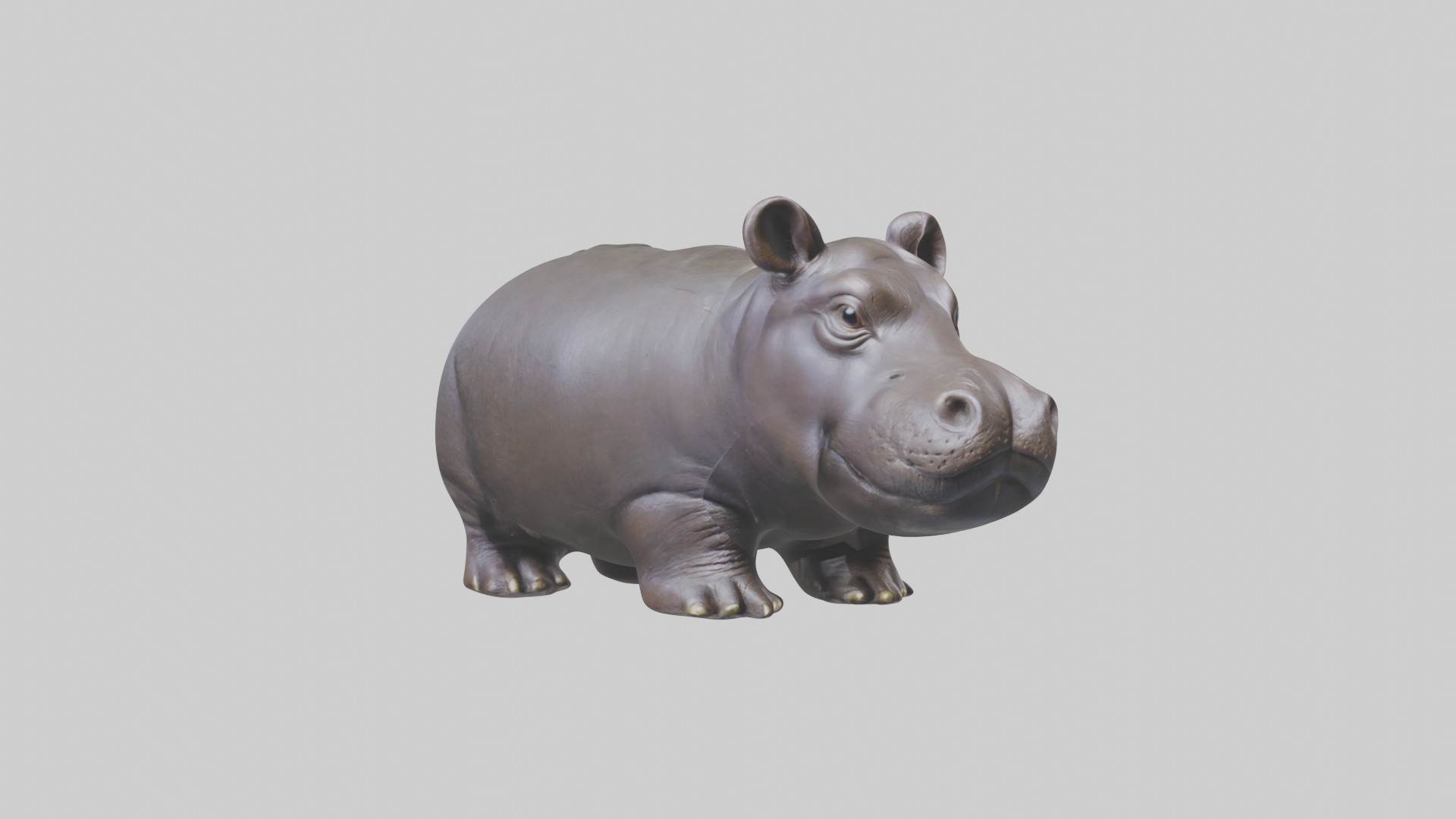 Pygmy Hippo statue model Low-poly 3D model_11