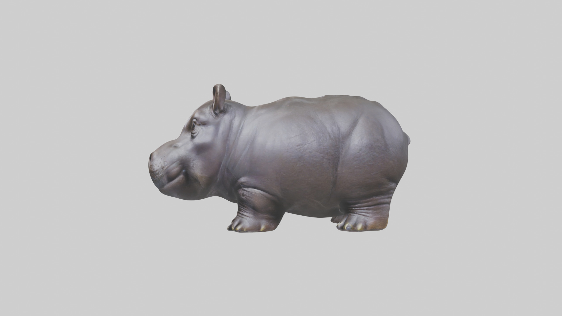Pygmy Hippo statue model Low-poly 3D model_12