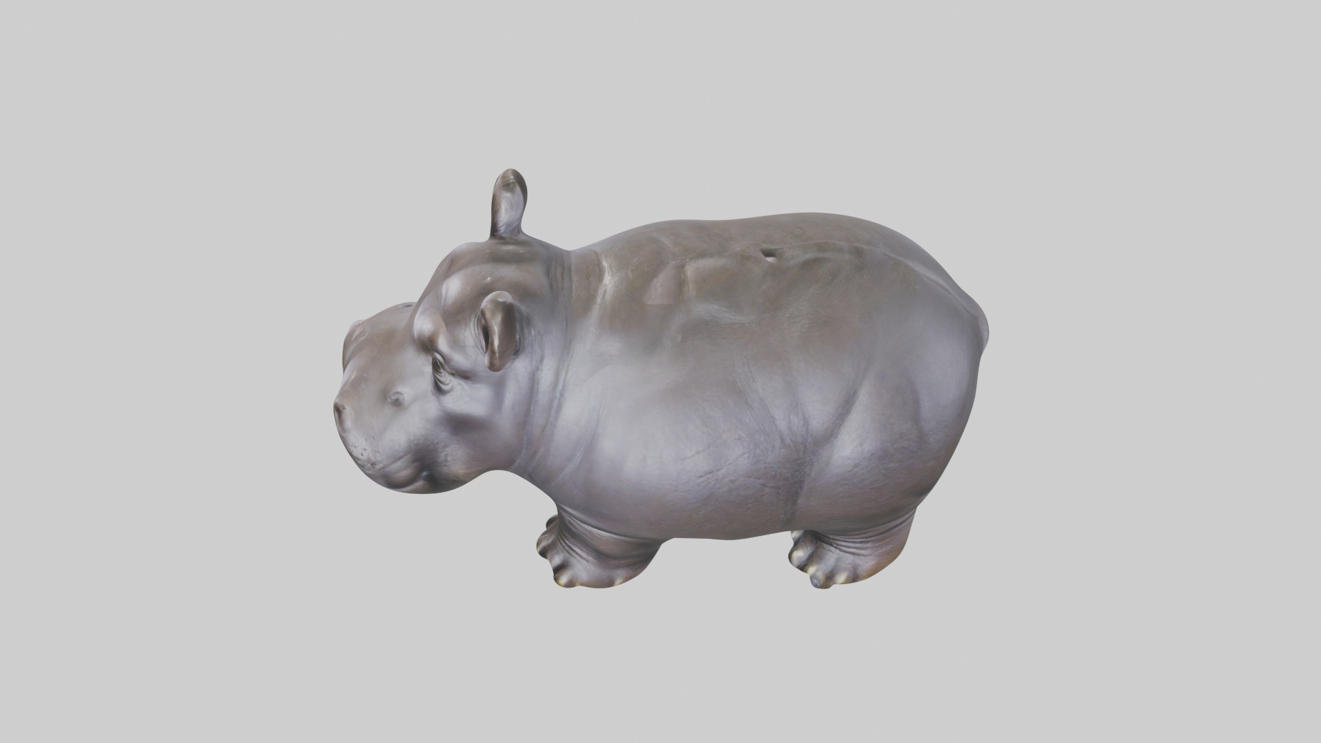 Pygmy Hippo statue model Low-poly 3D model_17