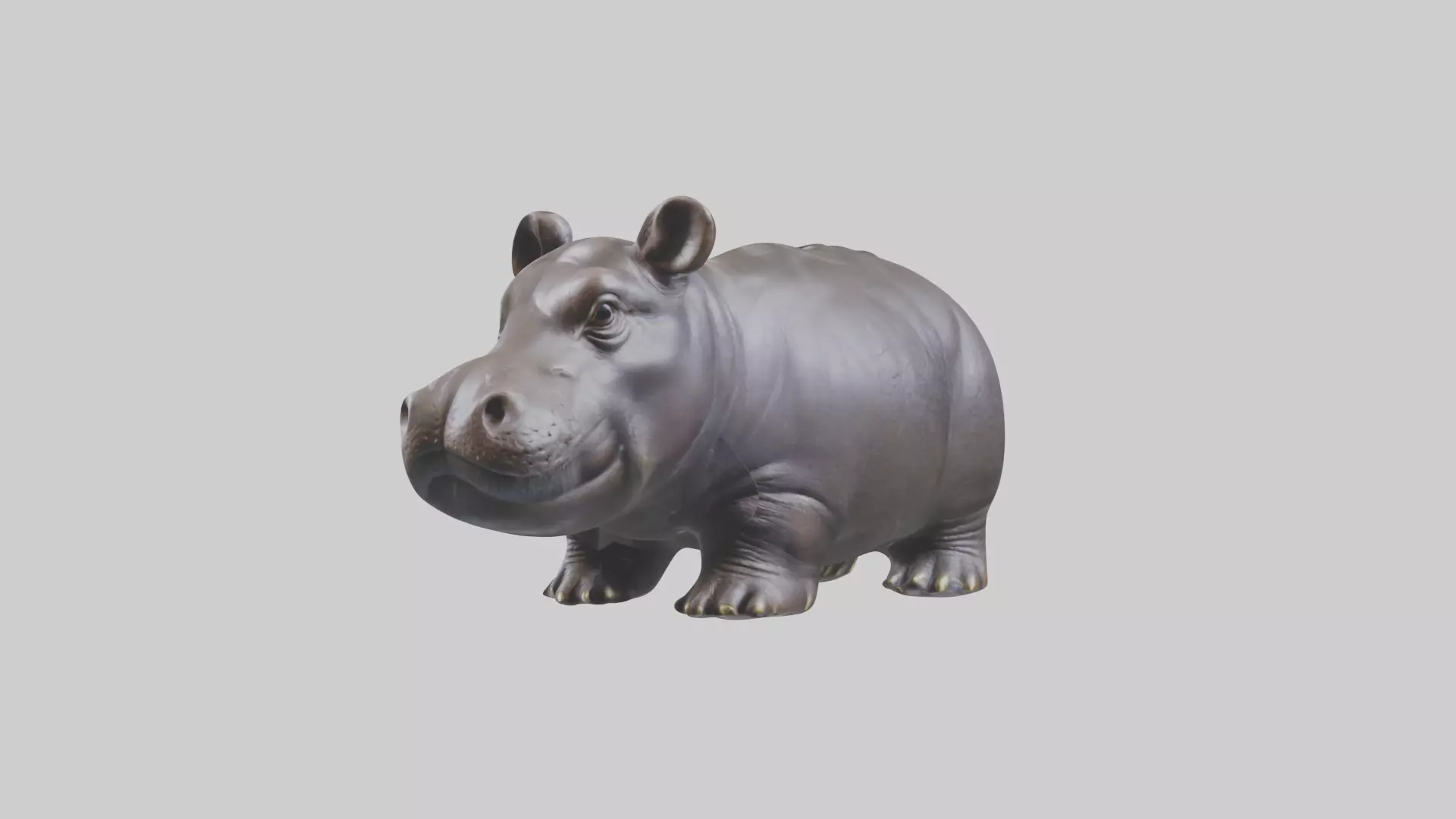 Pygmy Hippo statue model Low-poly 3D model_0