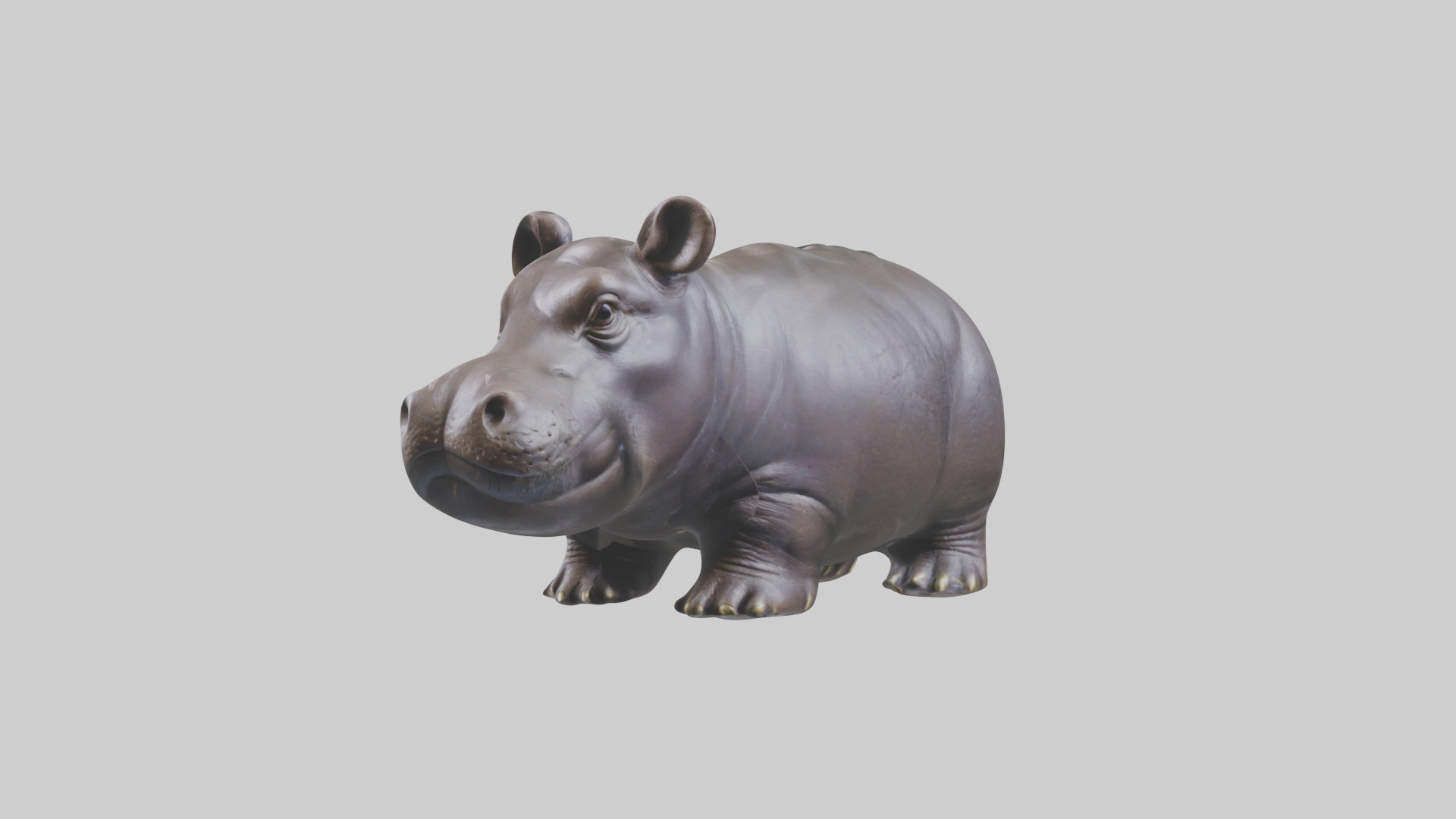 Pygmy Hippo statue model Low-poly 3D model_1