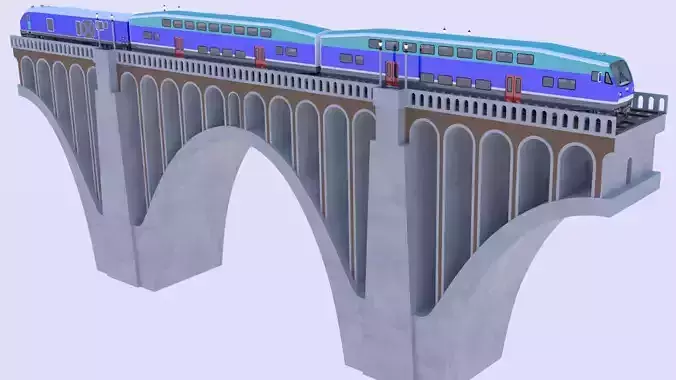 Viaduct with BiLevel train