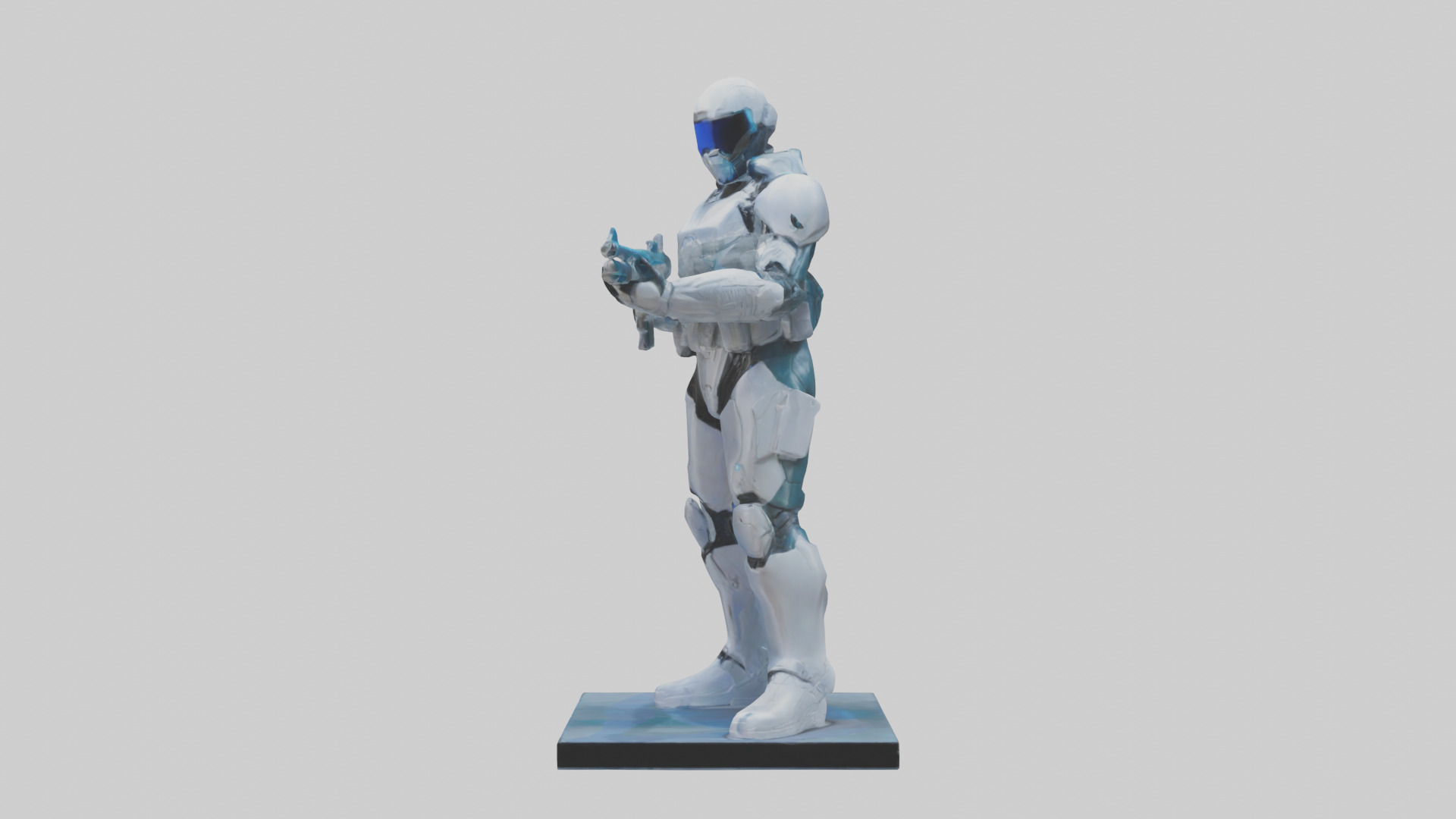 Quantum Soldier of the Future statue model Low-poly 3D model_12