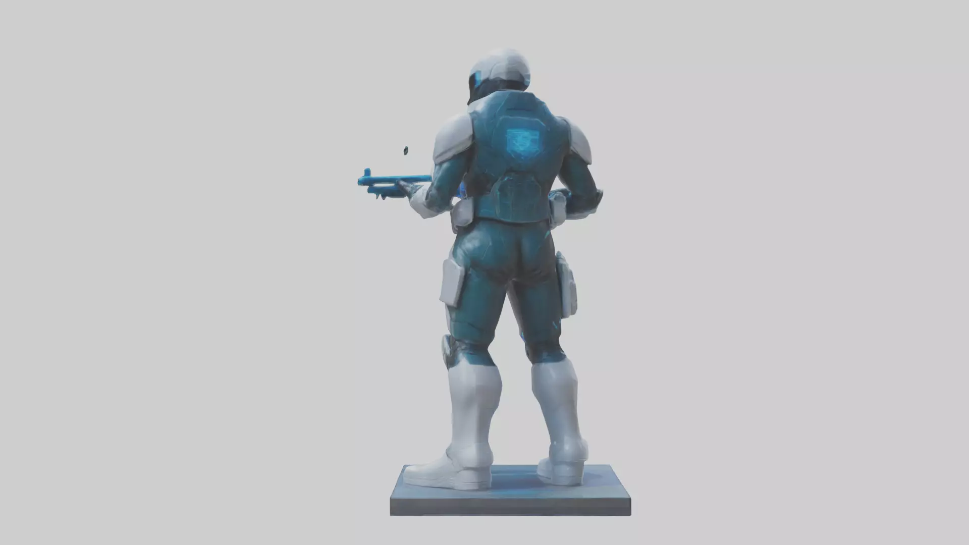 Quantum Soldier of the Future statue model Low-poly 3D model_0