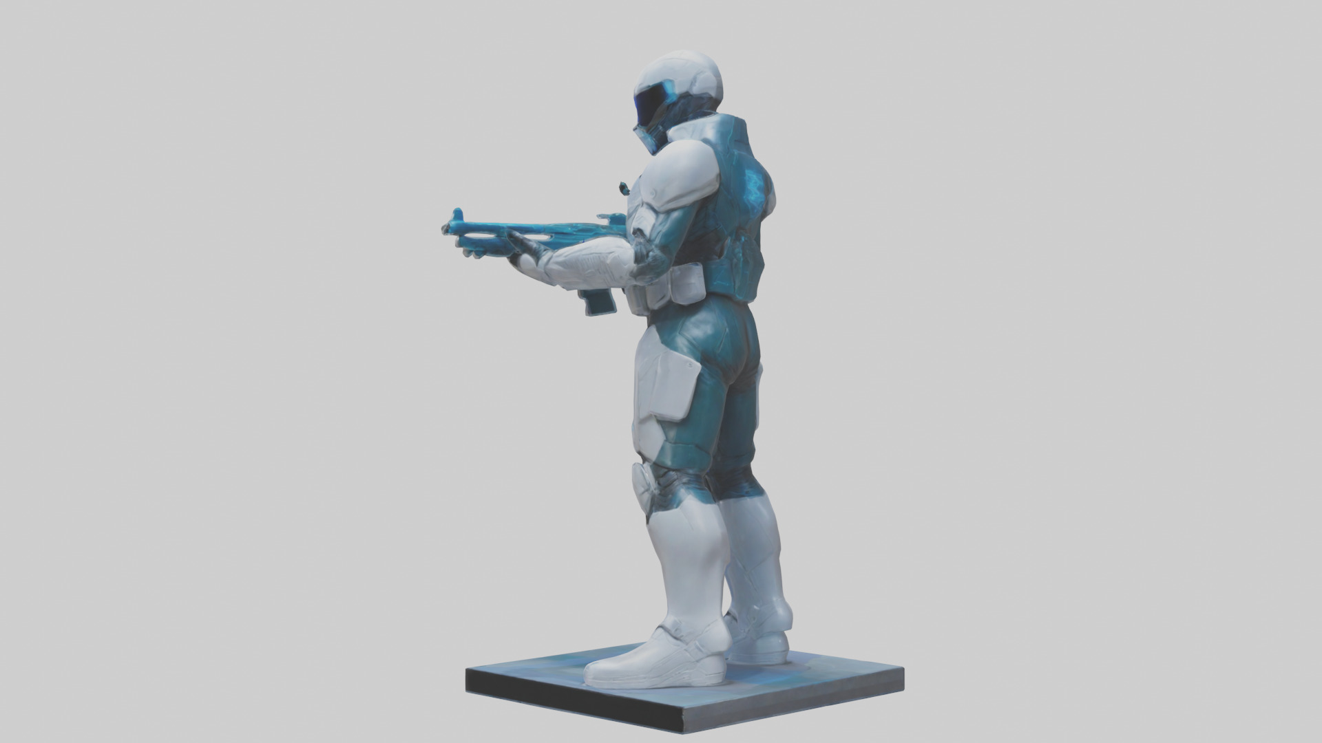 Quantum Soldier of the Future statue model Low-poly 3D model_1