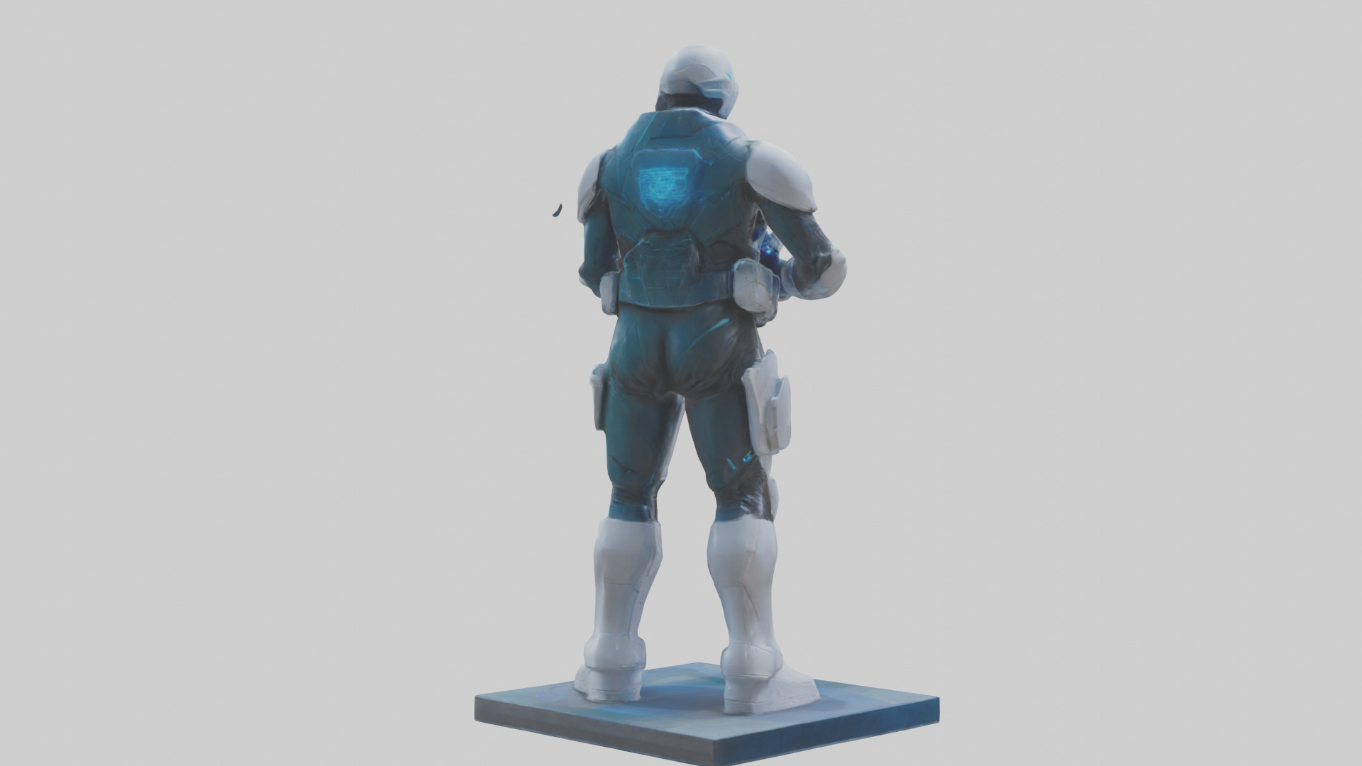 Quantum Soldier of the Future statue model Low-poly 3D model_2