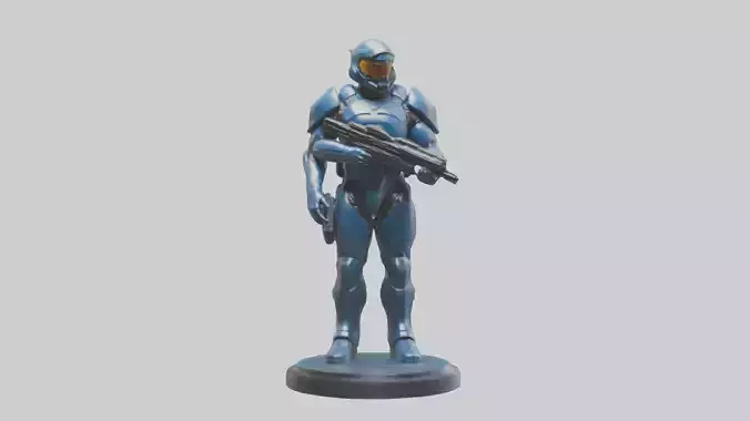 Quantum Soldier statue model Low-poly 3D model