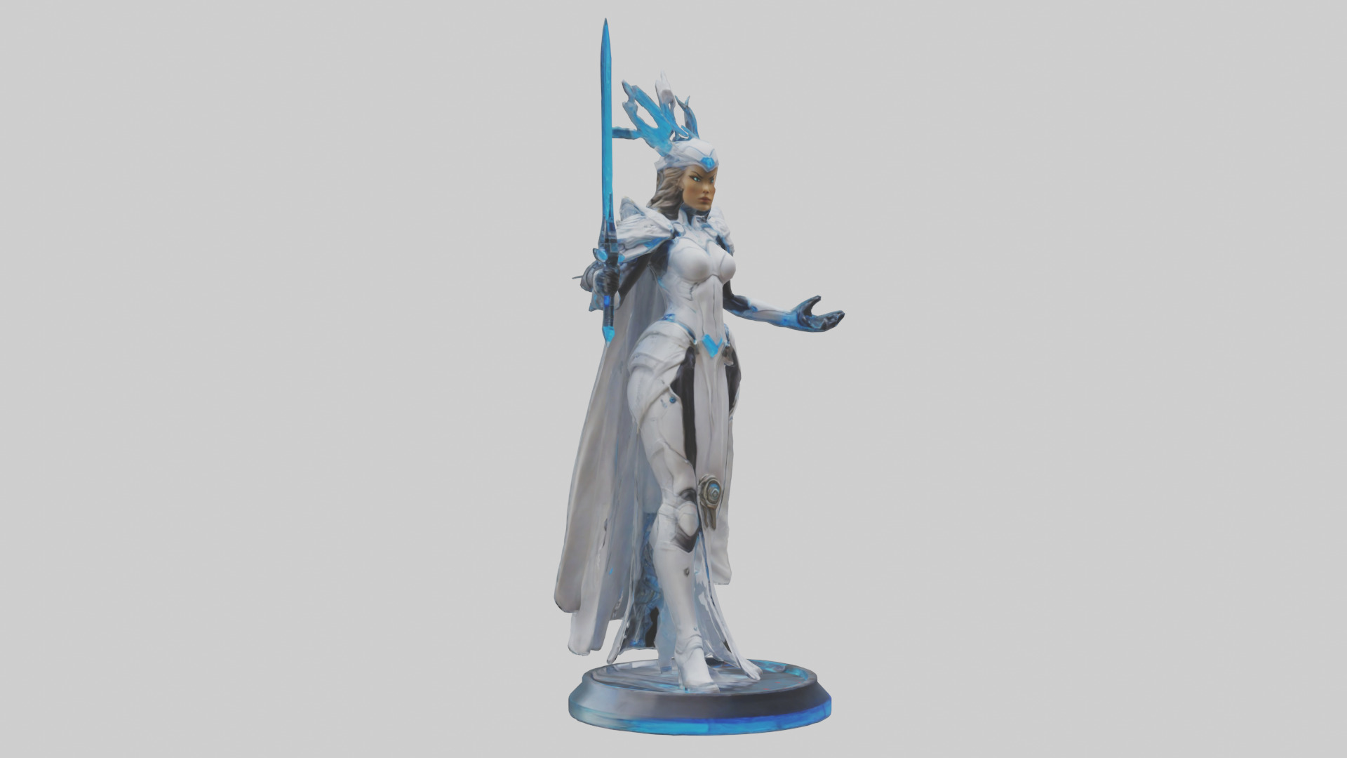 Quantum Warrior Princess statue model Low-poly 3D model_11