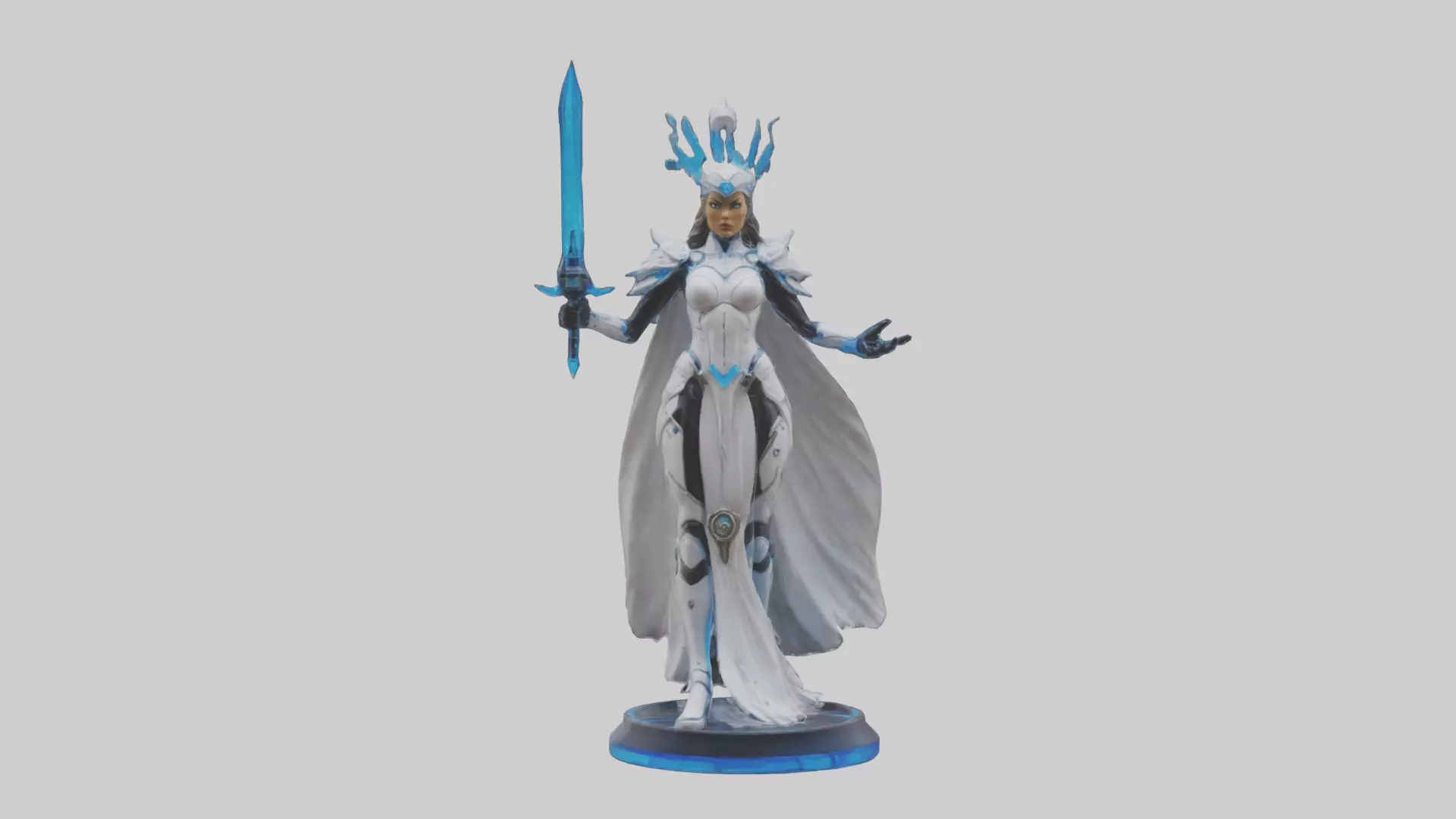Quantum Warrior Princess statue model Low-poly 3D model_0