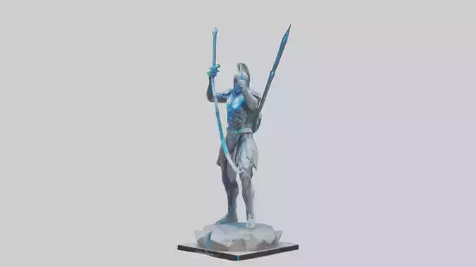 Quantum Warrior statue model Low-poly 3D model