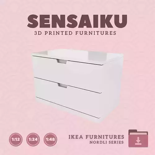 NORDLI 2-Drawer Chest V2 for Mini Dollhouse - IKEA 3D Print