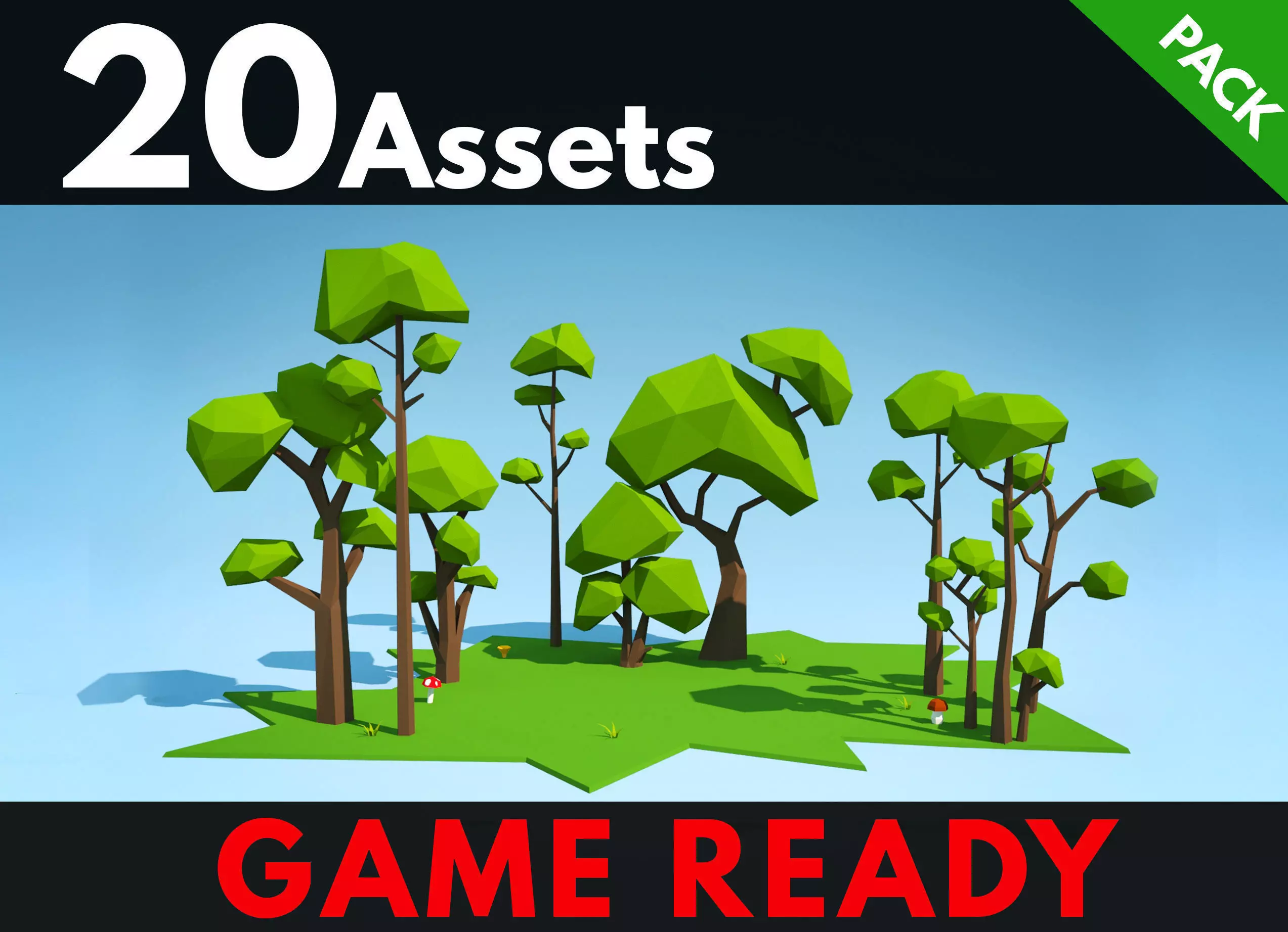 Trees Pack Low-poly 3D model_0