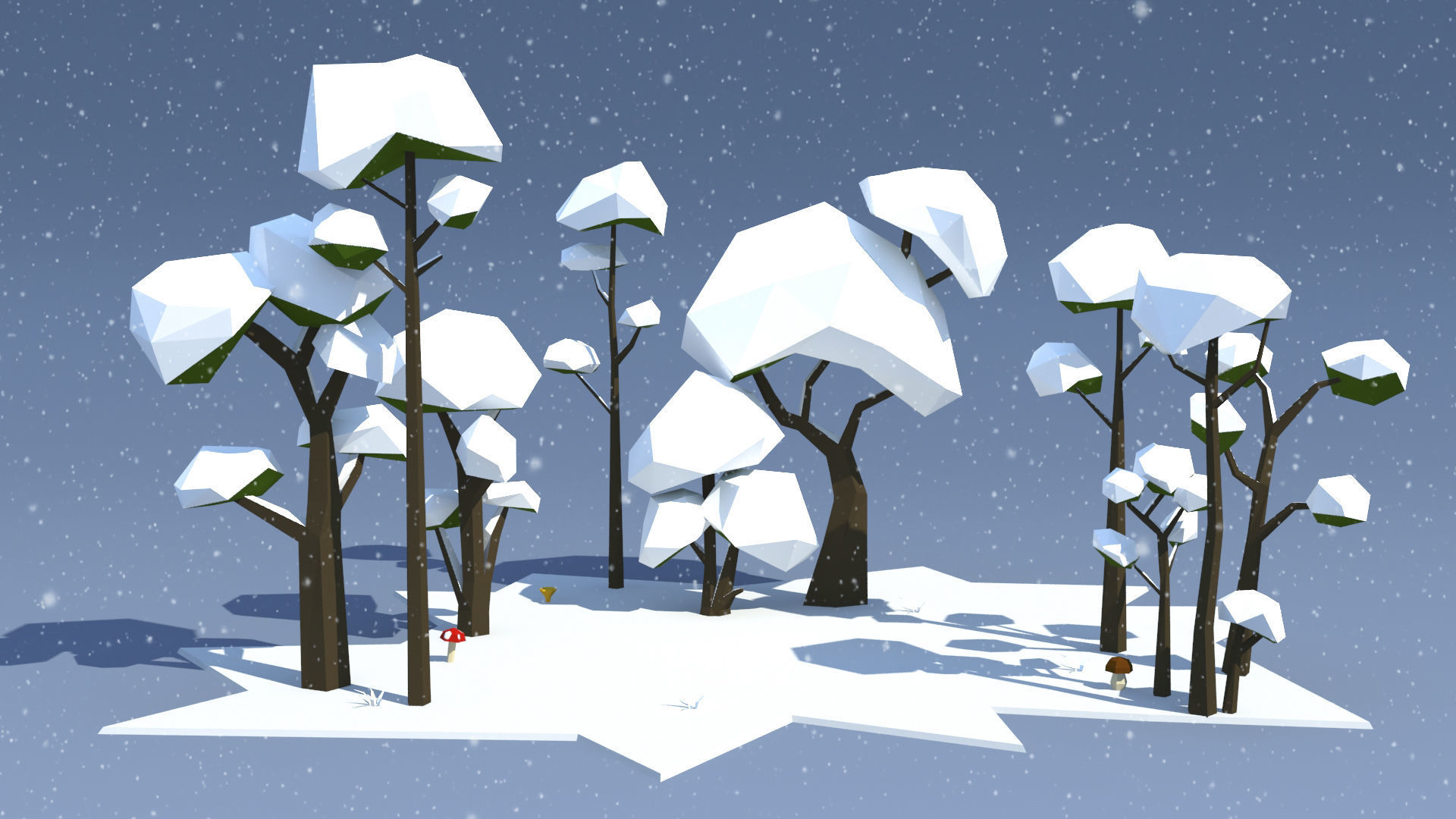 Trees Pack Low-poly 3D model_10