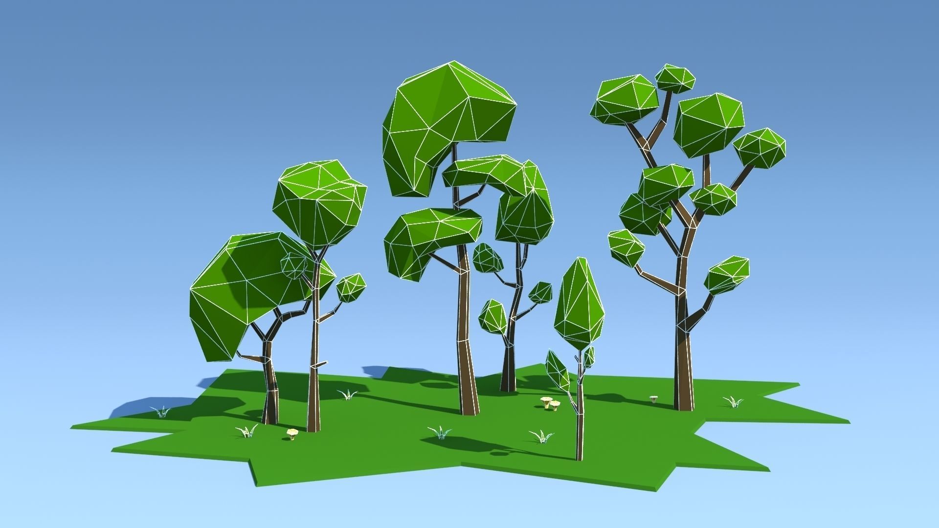 Trees Pack Low-poly 3D model_2