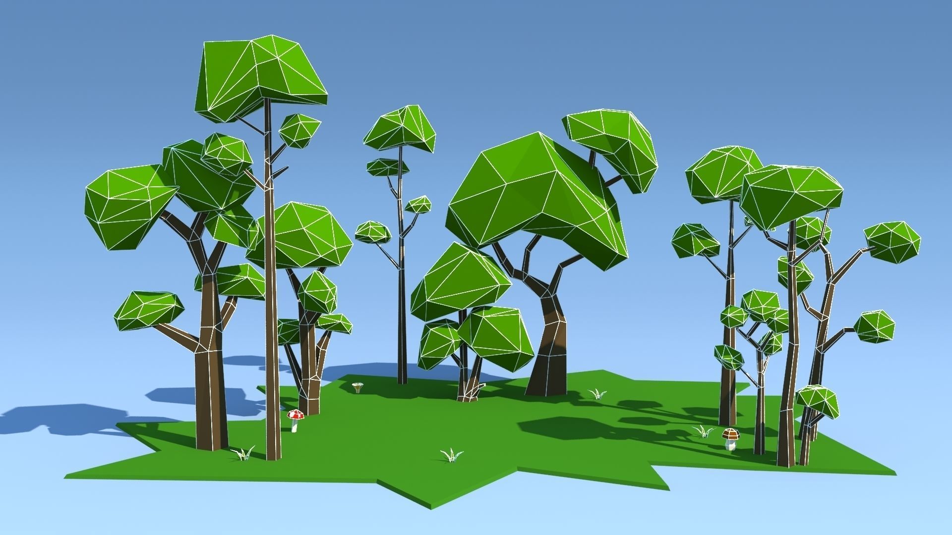 Trees Pack Low-poly 3D model_7