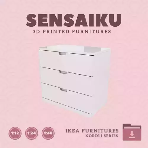 NORDLI 3-Drawer Chest V2 for Mini Dollhouse - IKEA 3D Print