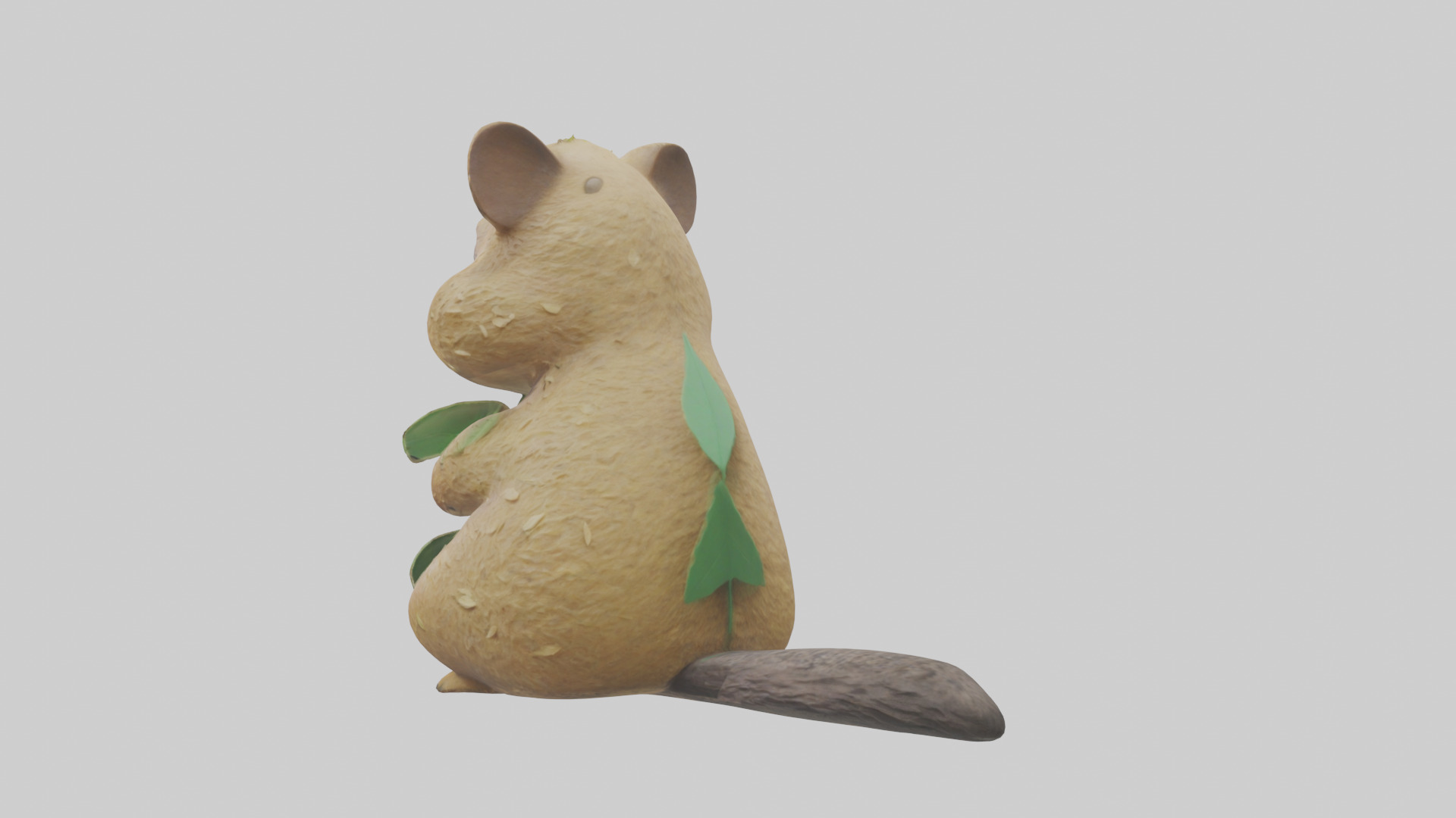 Quokka munching leaves model Low-poly 3D model_2