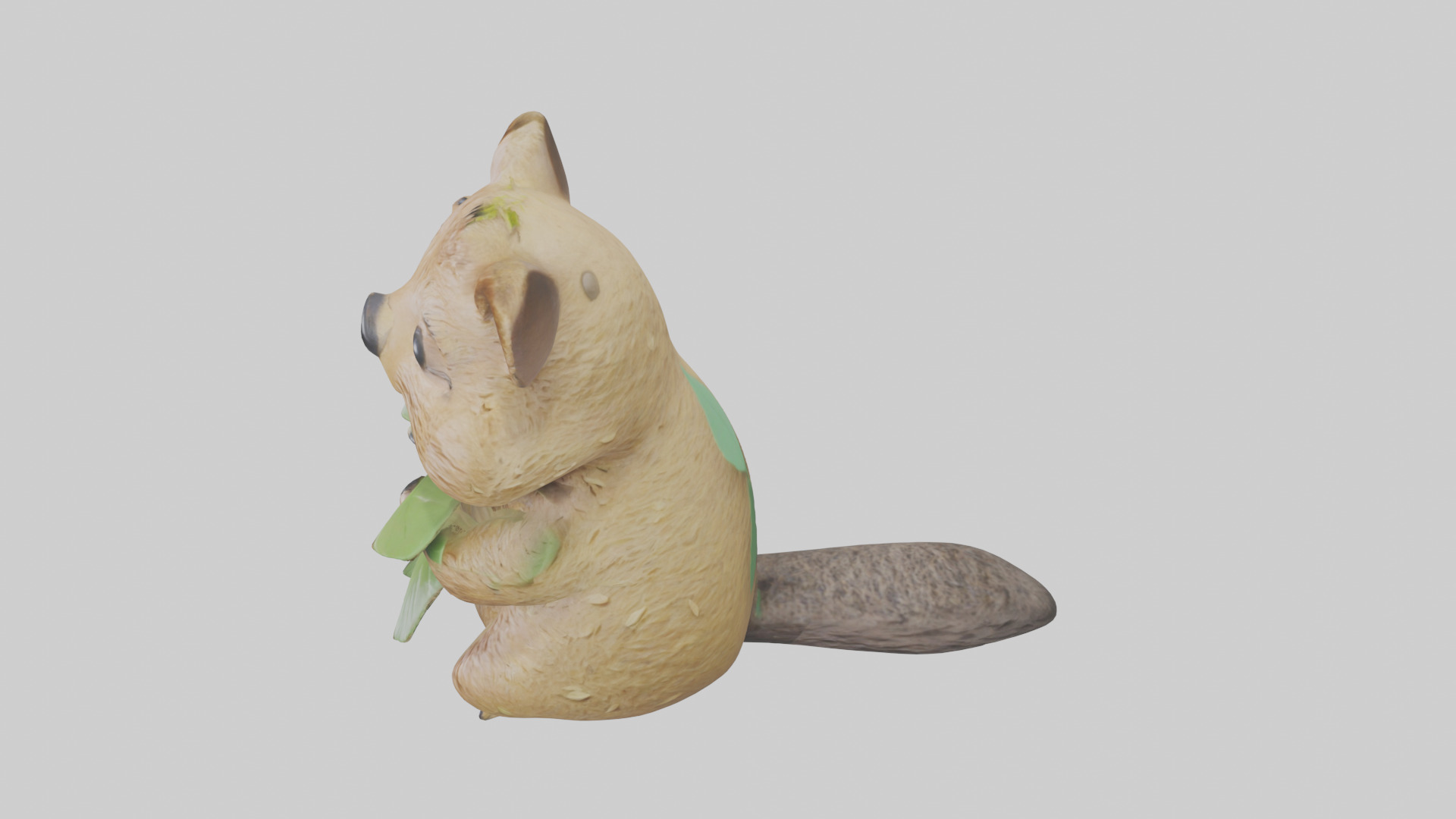 Quokka munching leaves model Low-poly 3D model_17
