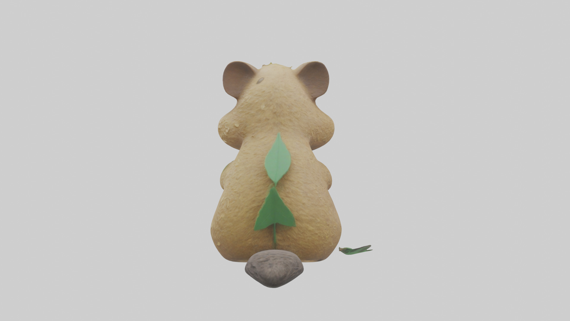 Quokka munching leaves model Low-poly 3D model_1