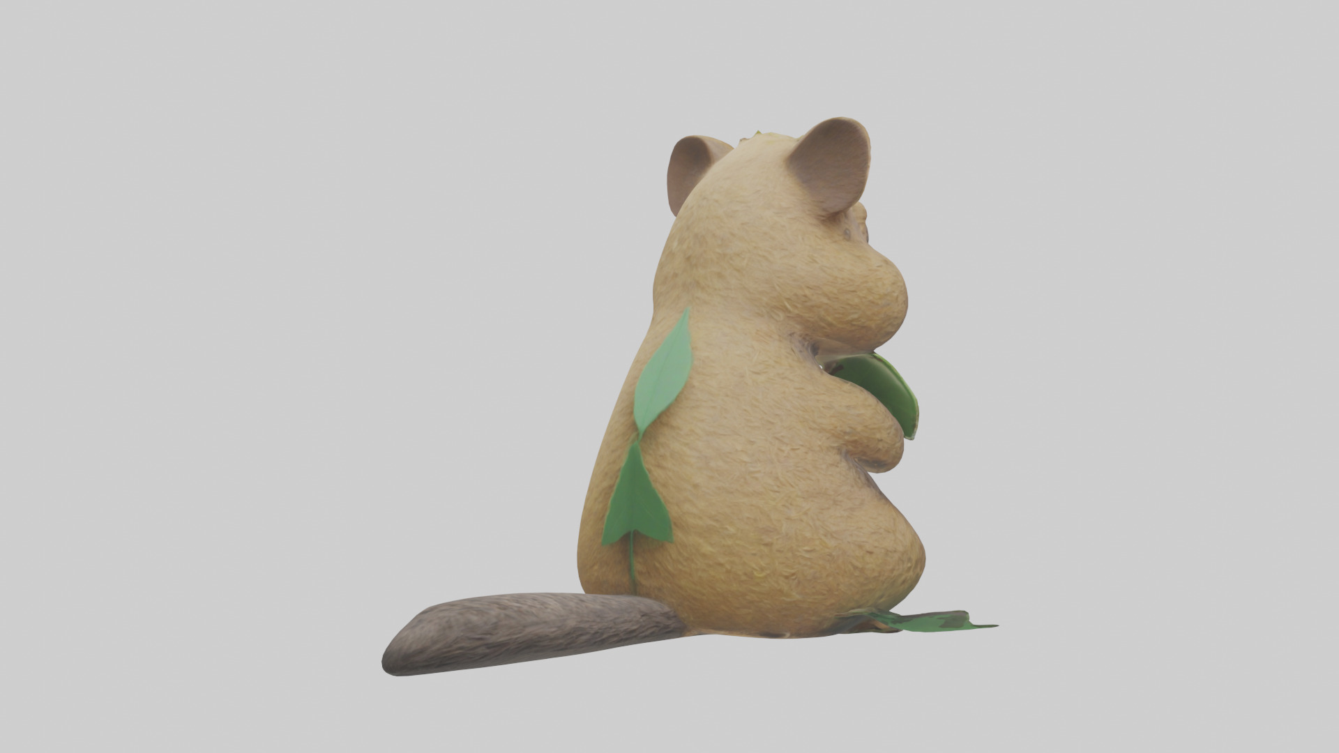 Quokka munching leaves model Low-poly 3D model_3