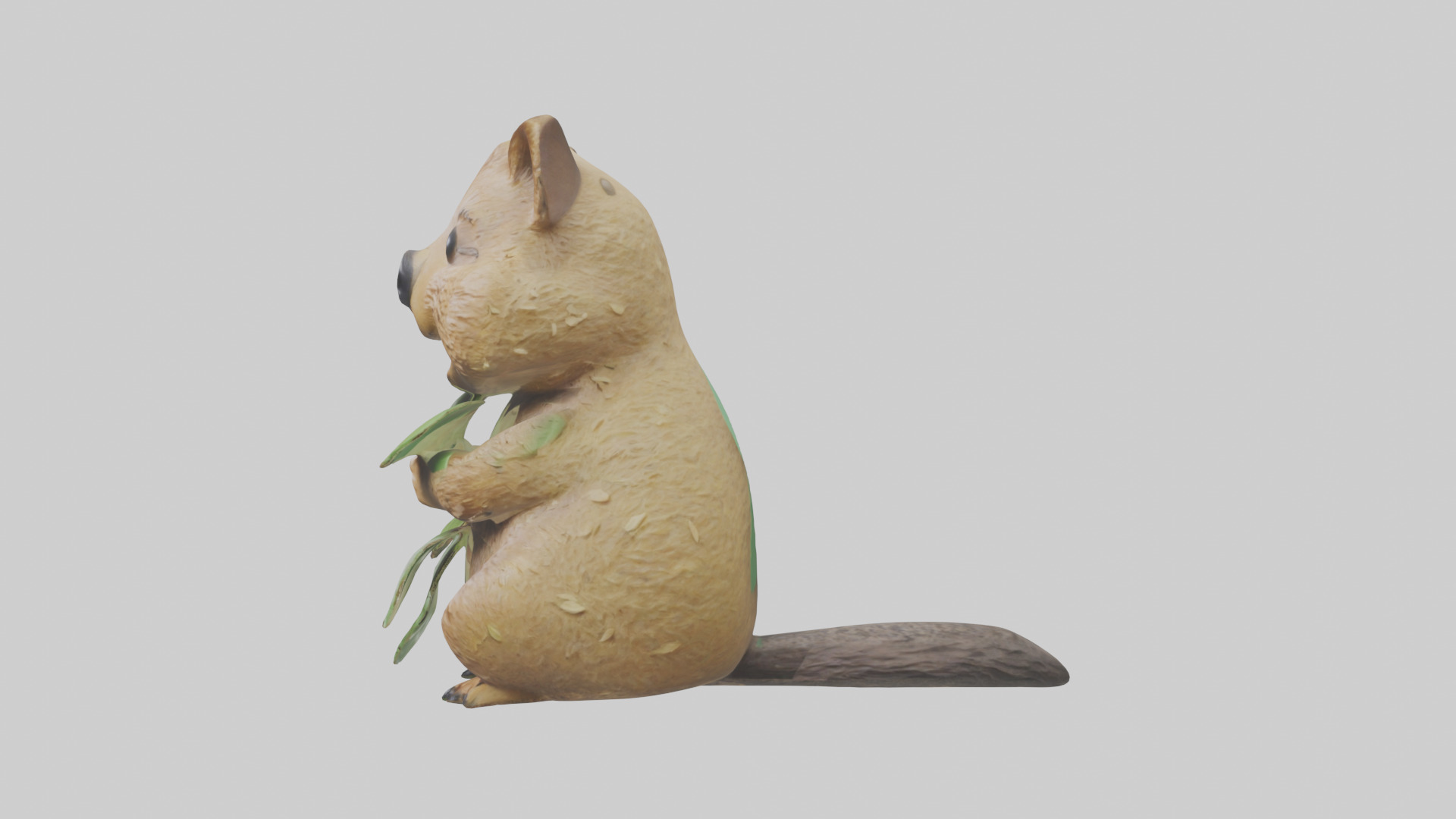 Quokka munching leaves model Low-poly 3D model_12