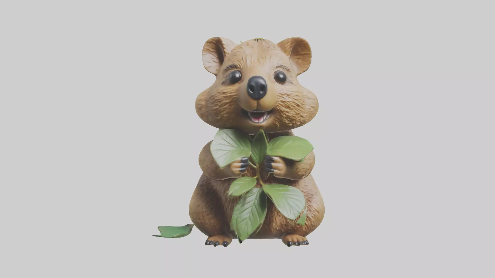 Quokka munching leaves model Low-poly 3D model_0