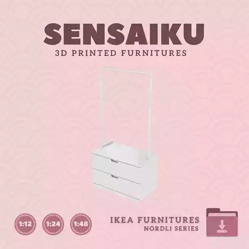 NORDLI 2-Drawer Chest V3 for Miniature Dollhouse IKEA 3D Print