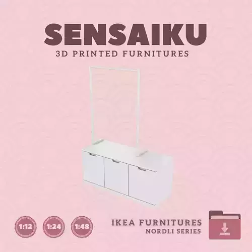 NORDLI 3-Drawer Chest V5 for Miniature Dollhouse IKEA 3D Print