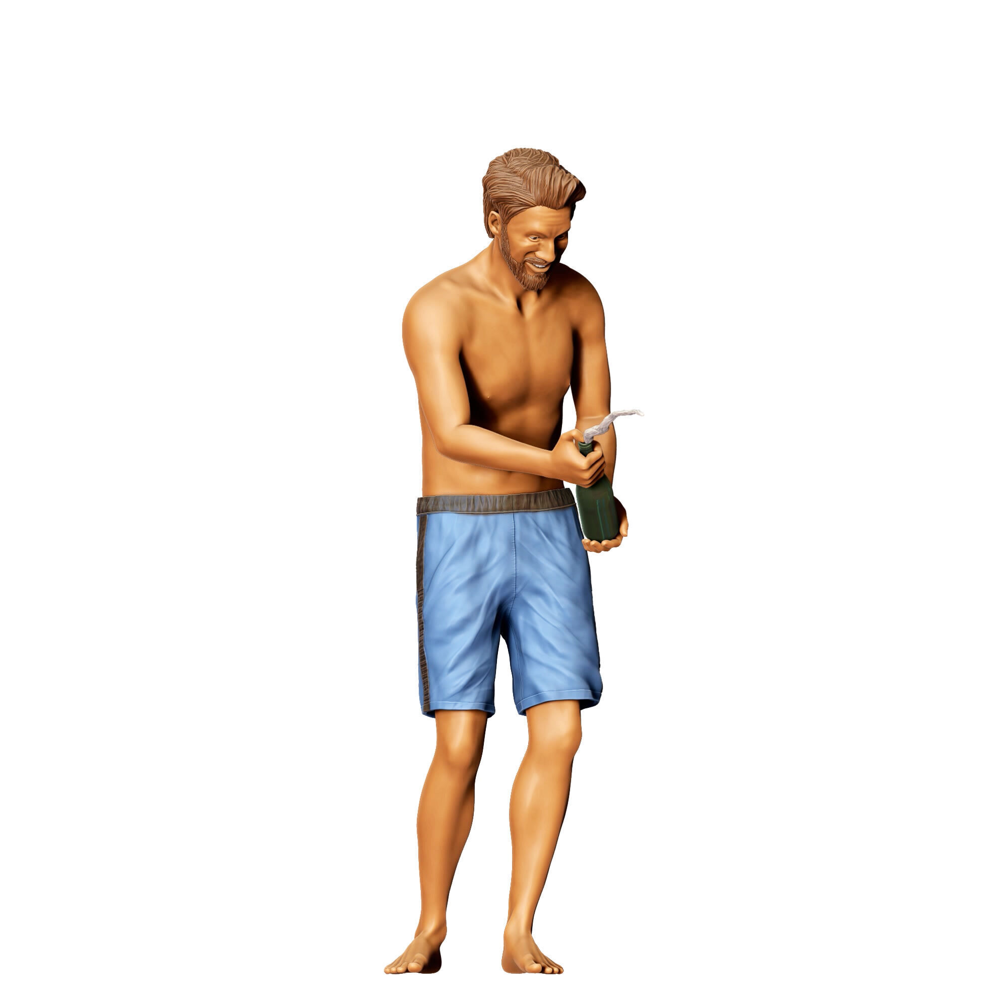 N2 Pool Party woman drinking  3D print model_42