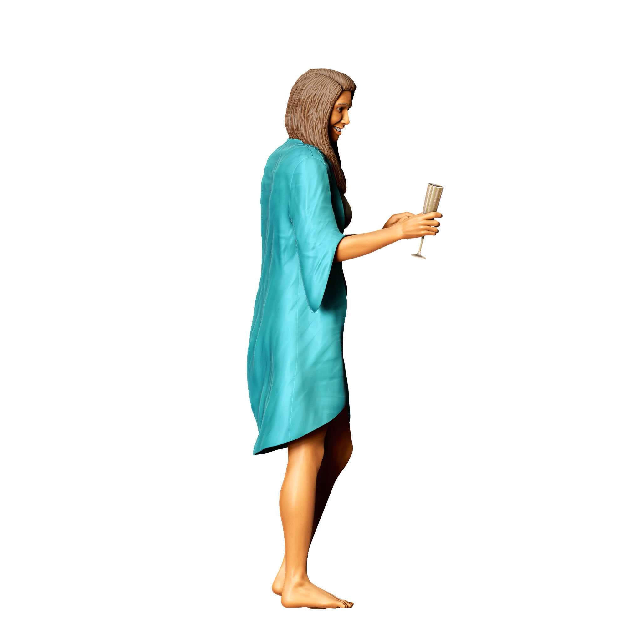 N2 Pool Party woman drinking  3D print model_6