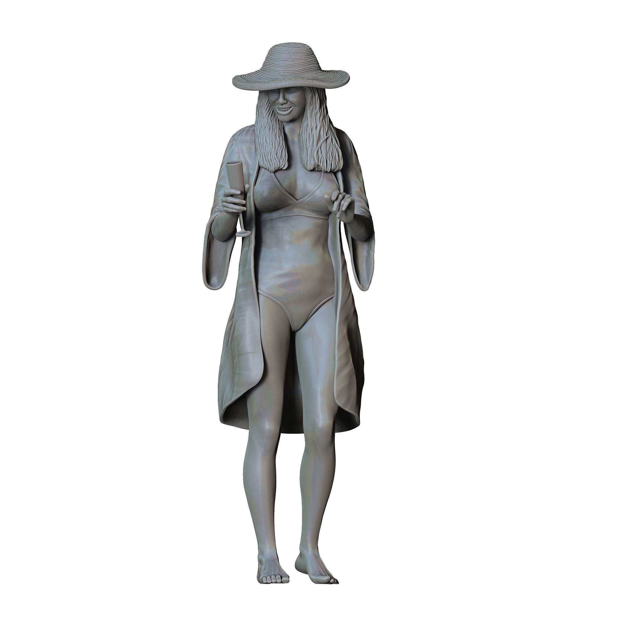 N2 Pool Party woman drinking  3D print model_25