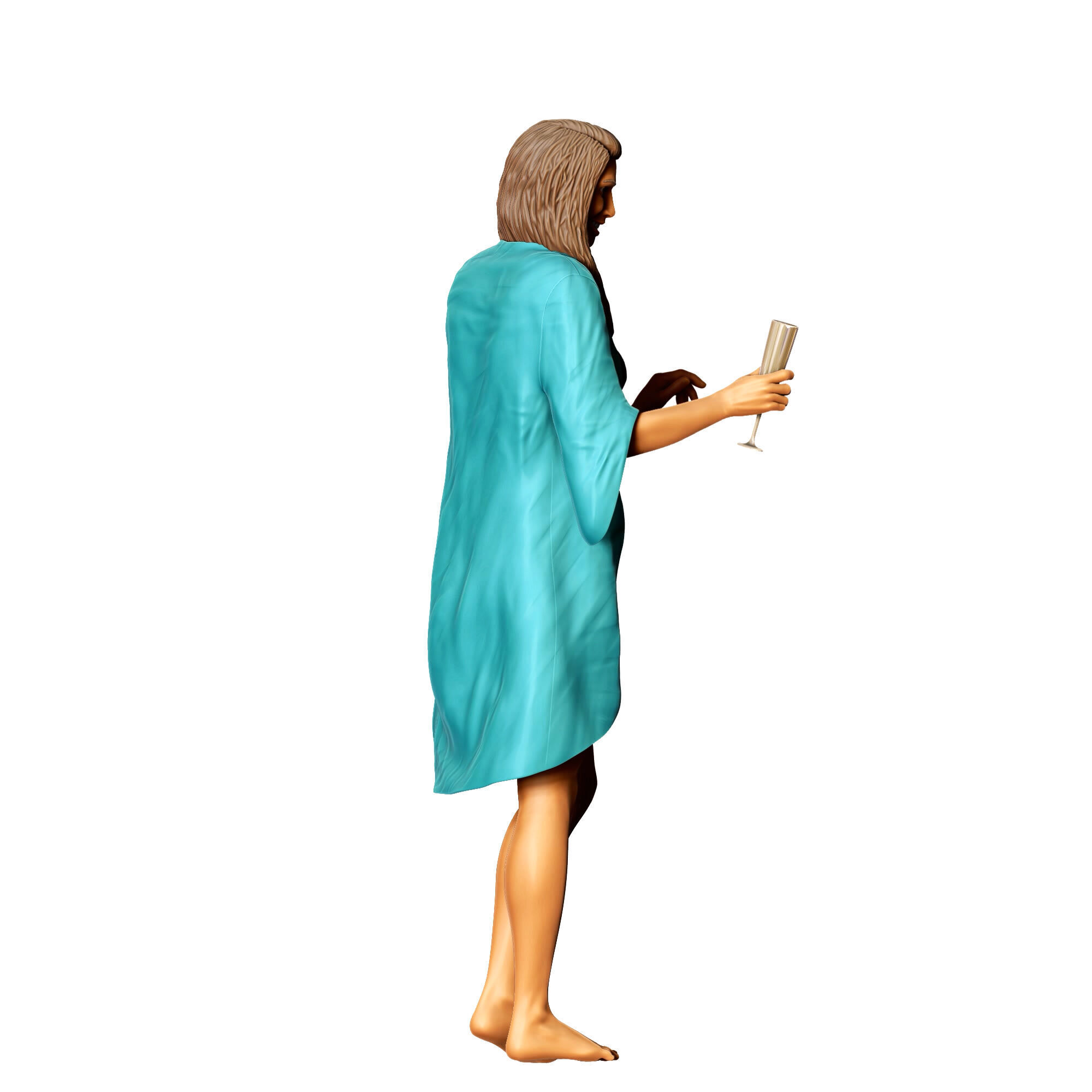 N2 Pool Party woman drinking  3D print model_7