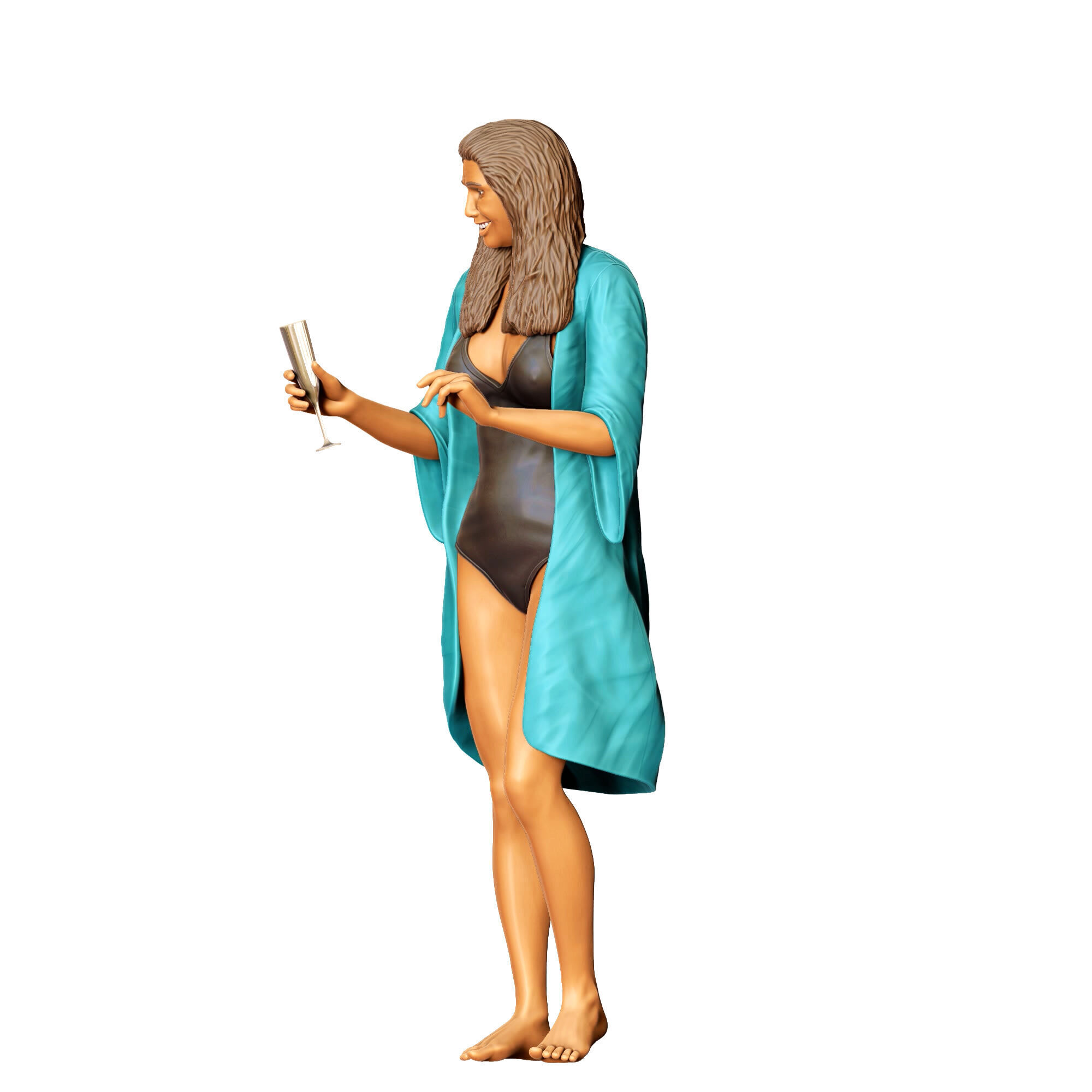 N2 Pool Party woman drinking  3D print model_18