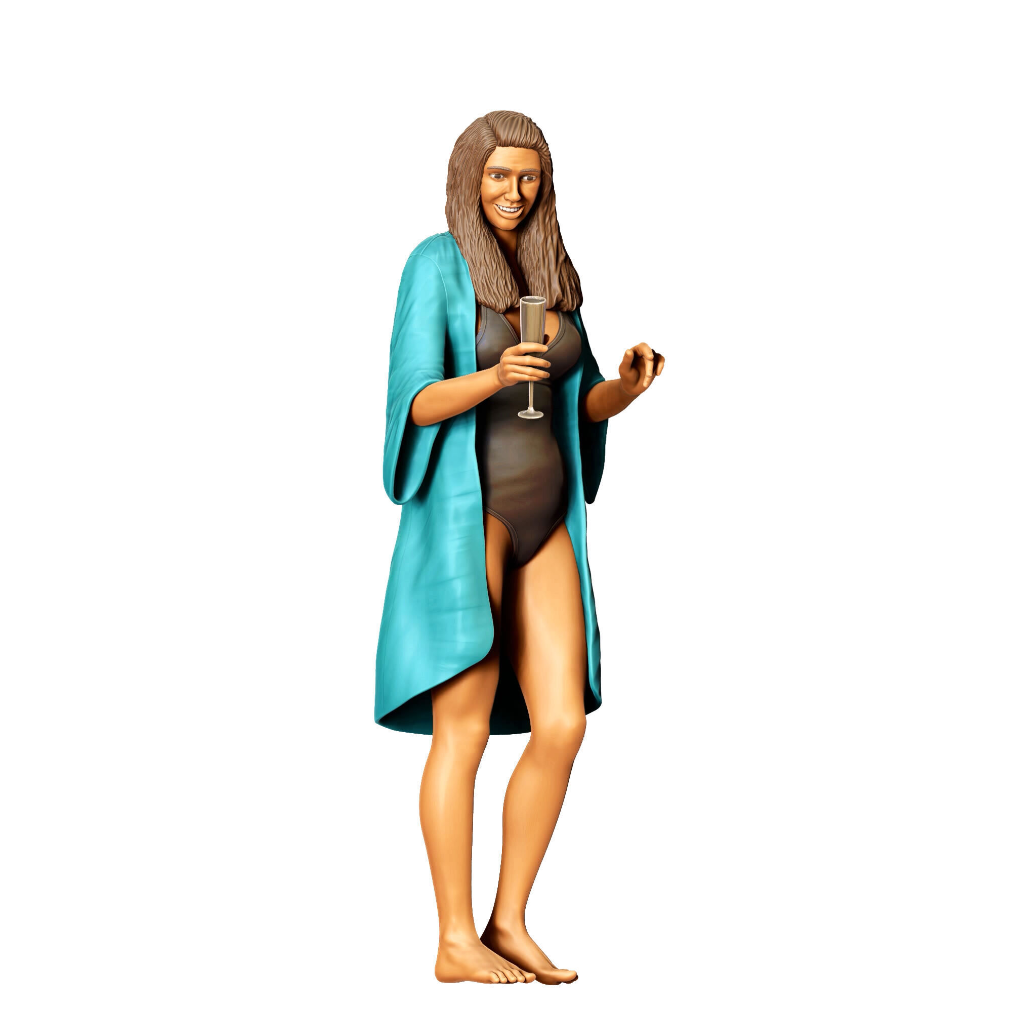 N2 Pool Party woman drinking  3D print model_3