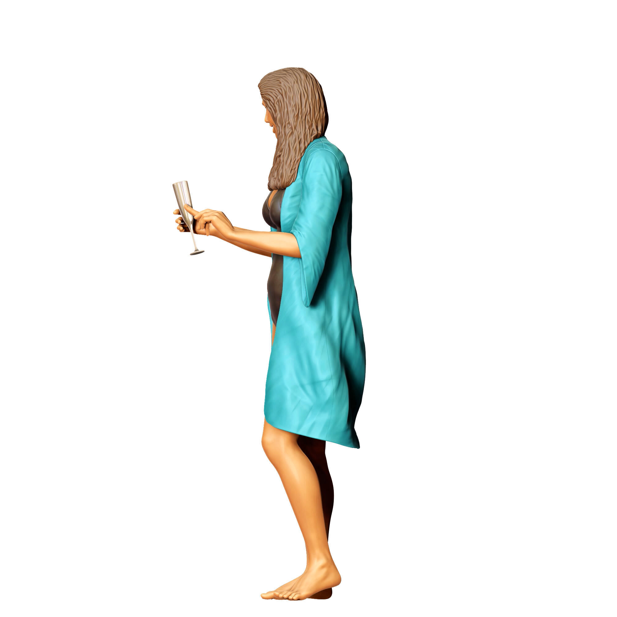 N2 Pool Party woman drinking  3D print model_16