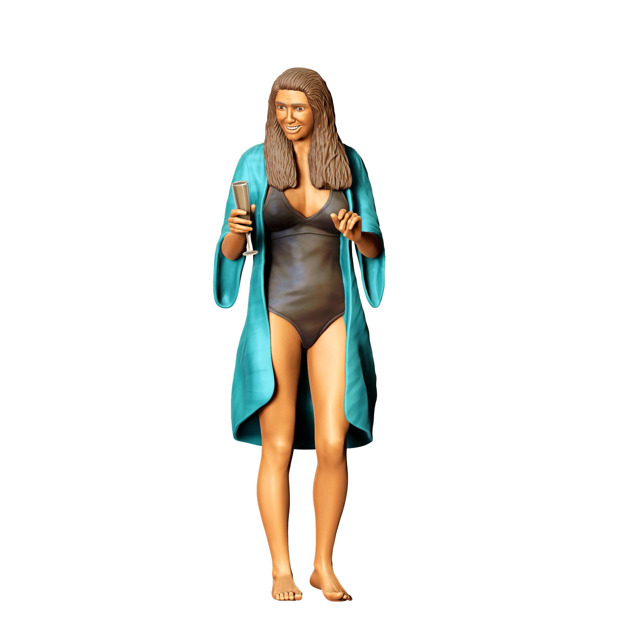 N2 Pool Party woman drinking  3D print model_1