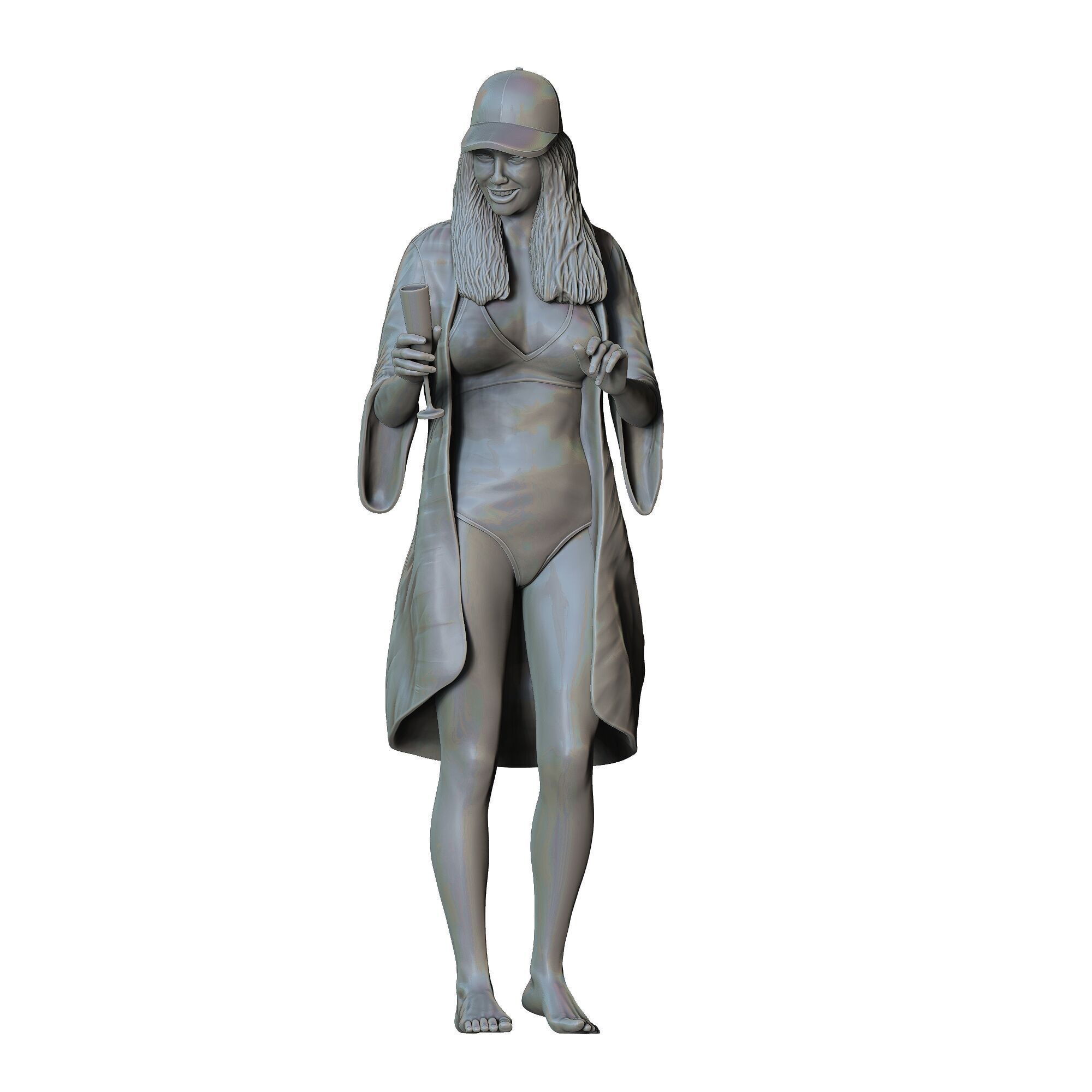 N2 Pool Party woman drinking  3D print model_21
