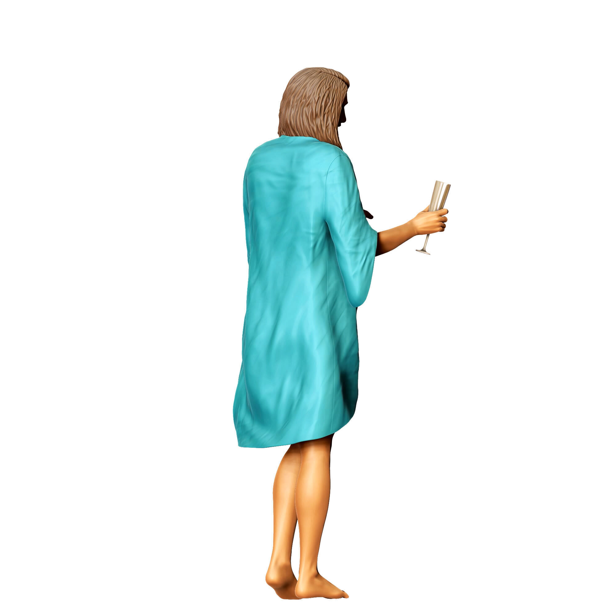 N2 Pool Party woman drinking  3D print model_8