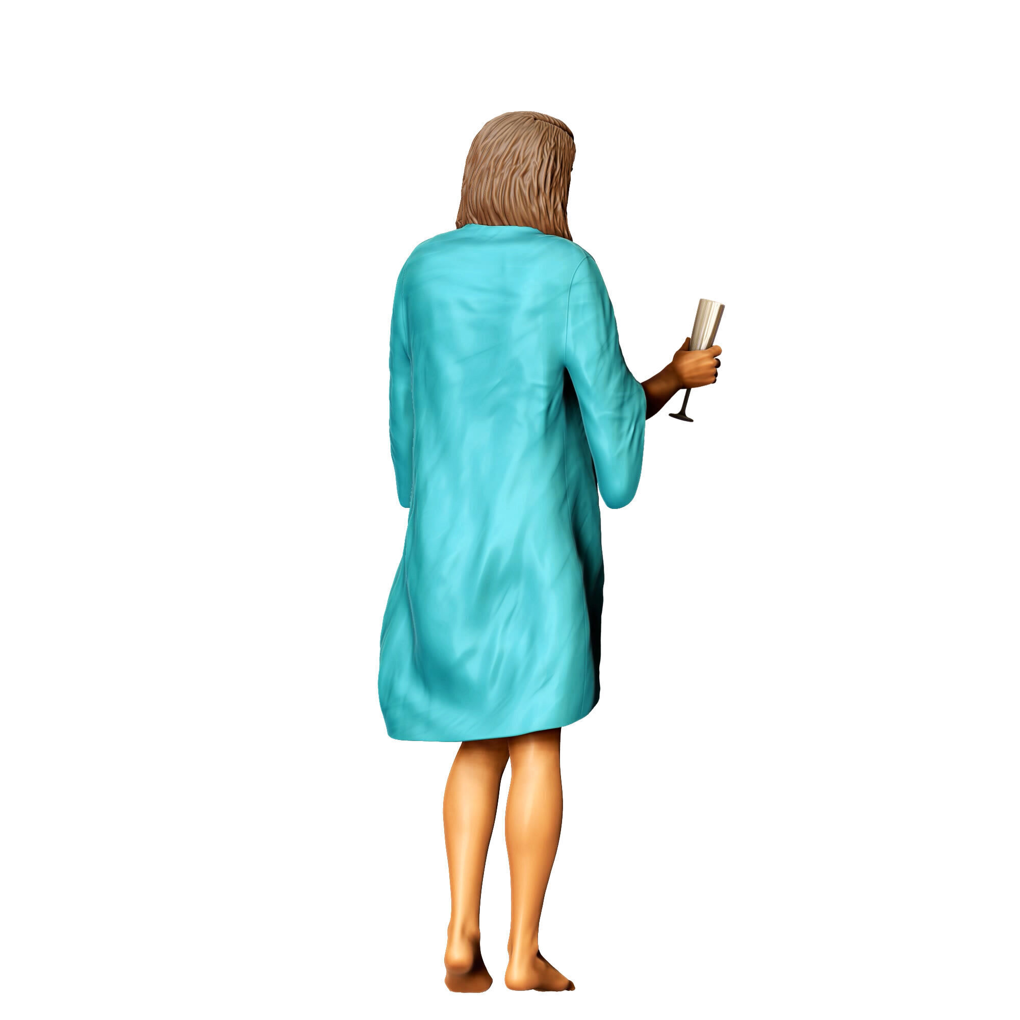 N2 Pool Party woman drinking  3D print model_9