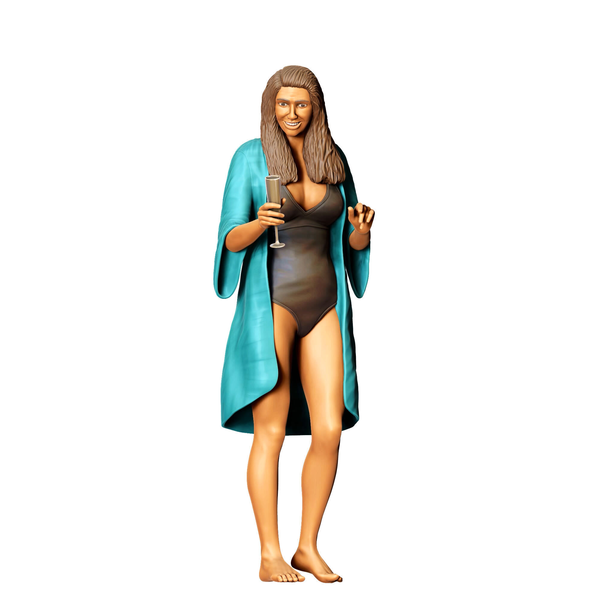 N2 Pool Party woman drinking  3D print model_2