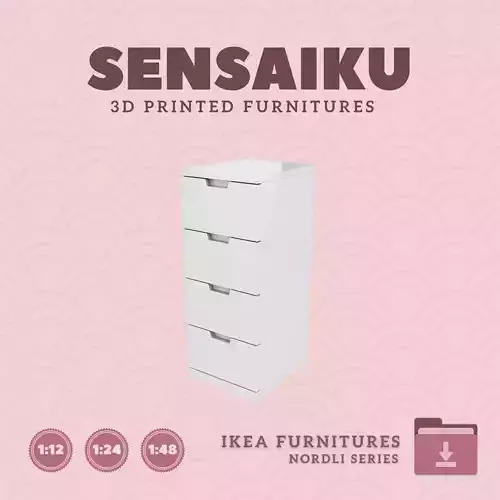 NORDLI 4-Drawer Chest V2 for Miniature Dollhouse - IKEA 3D Print
