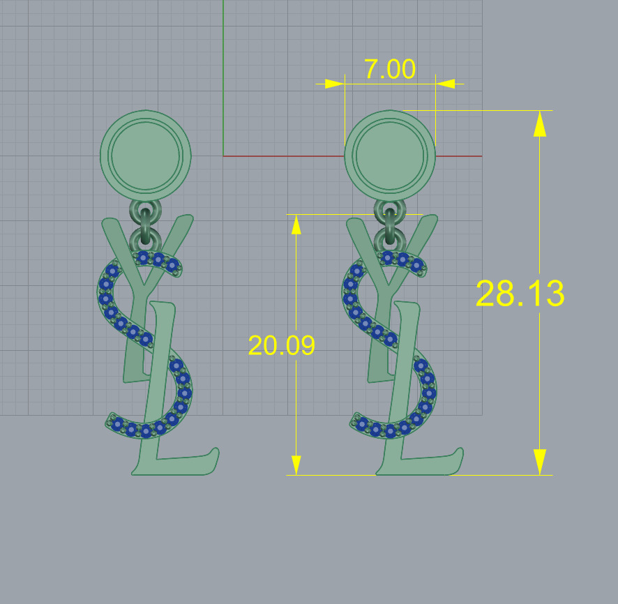 Earring YSL Yves Saint Laurent 3D print model_1