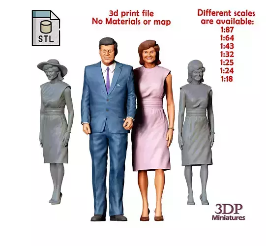 N2 John F Kennedy USA president and Jacqueline Kennedy Onassis 3D print model