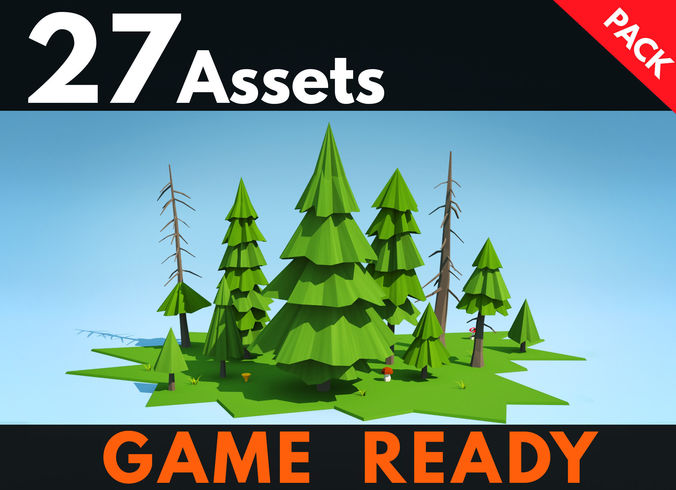 Fir Trees Pack  Low-poly 3D model