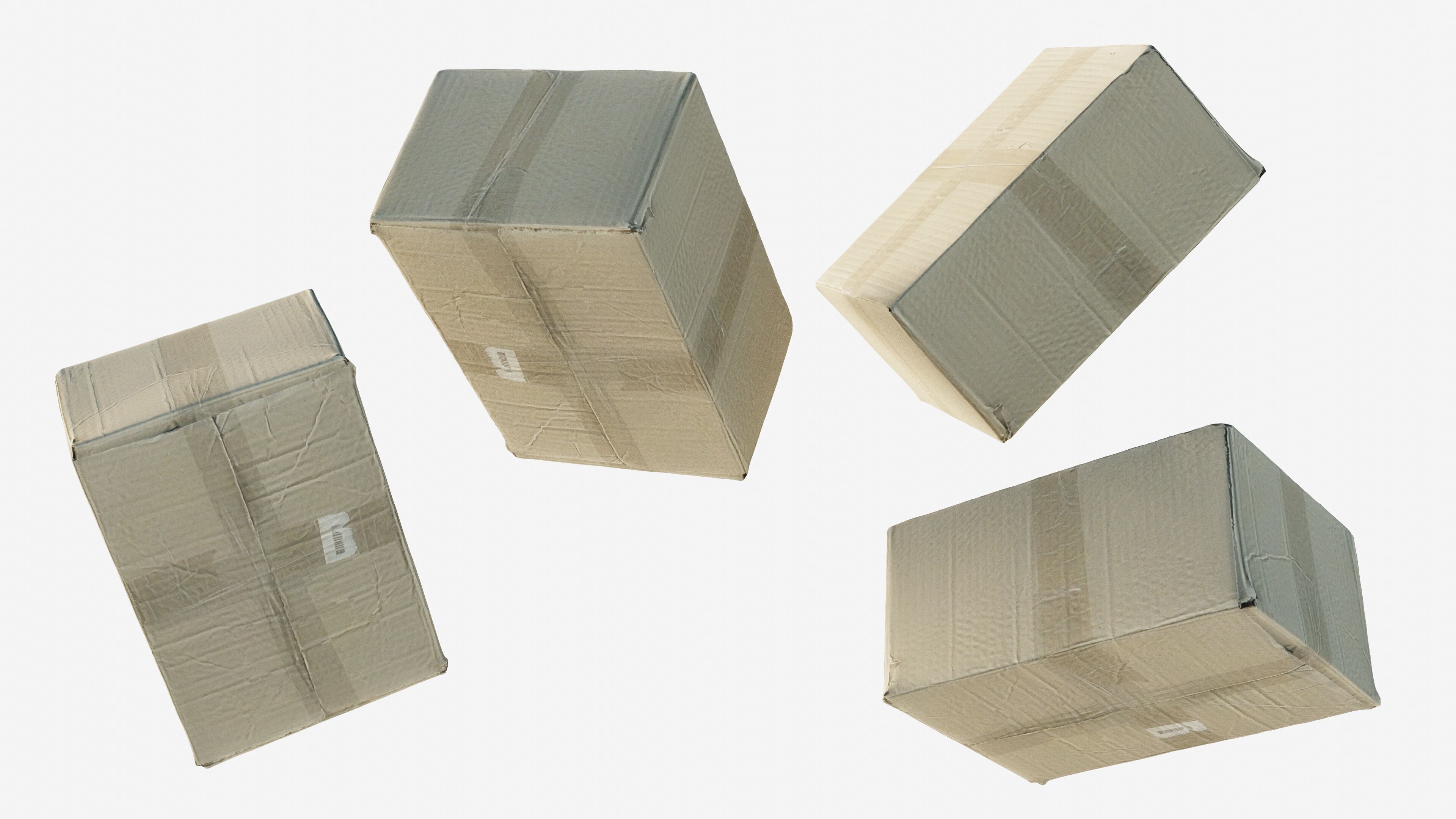 Scanned cardboard box for parcels Low-poly 3D model_2