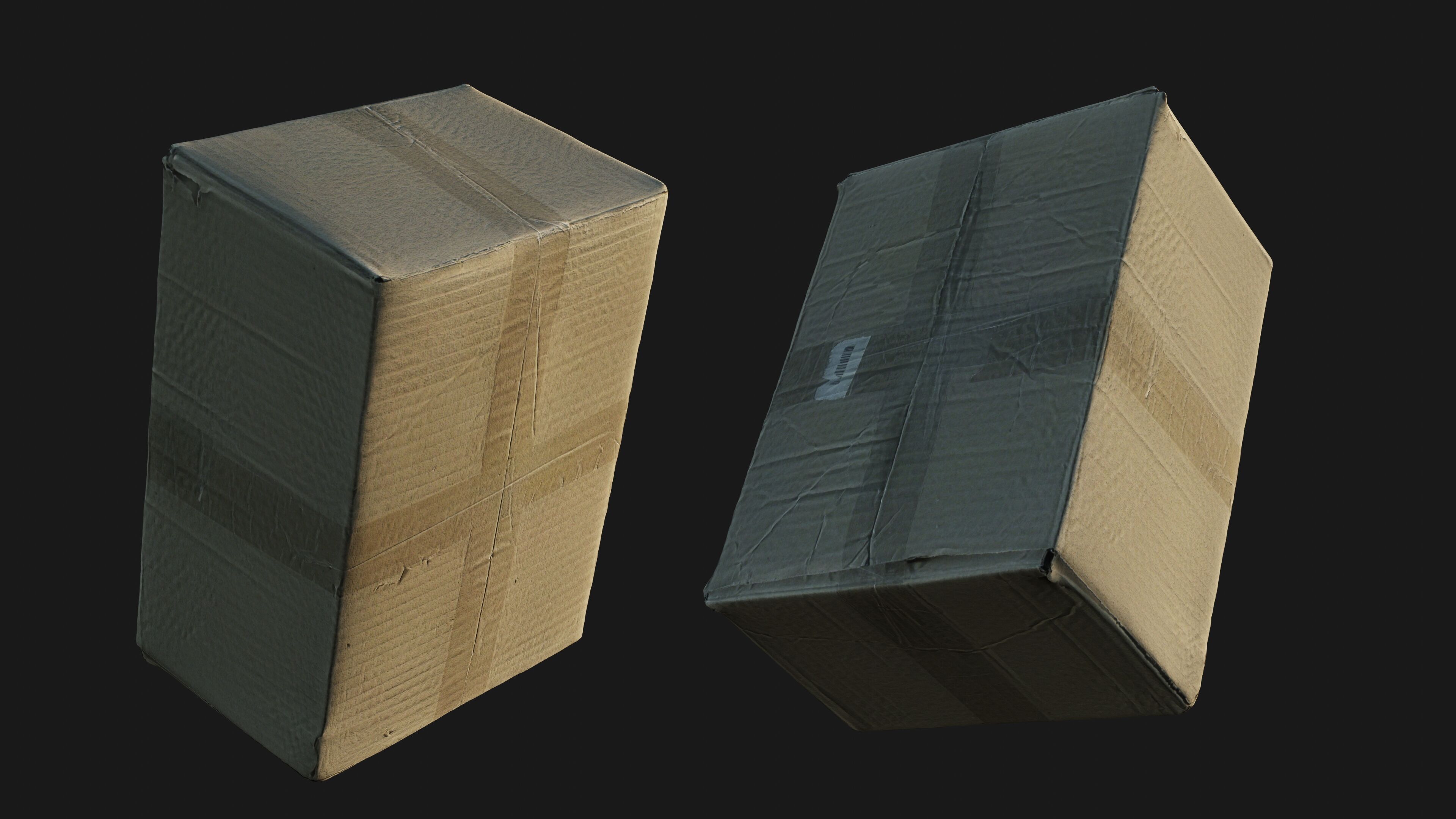 Scanned cardboard box for parcels Low-poly 3D model_15