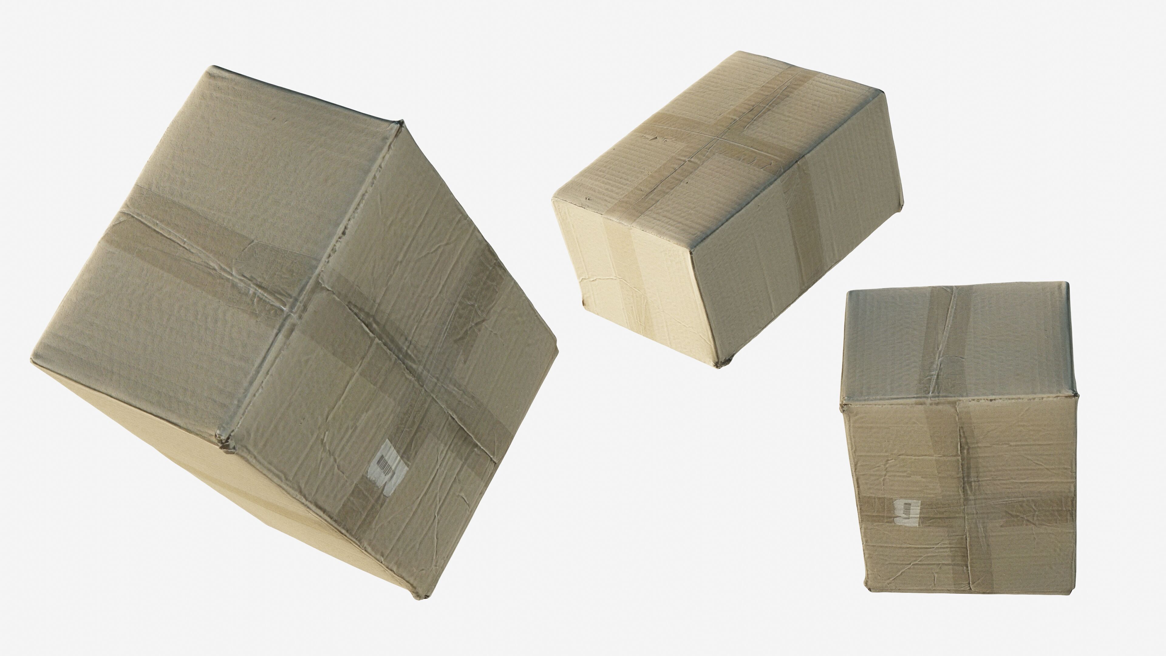Scanned cardboard box for parcels Low-poly 3D model_3